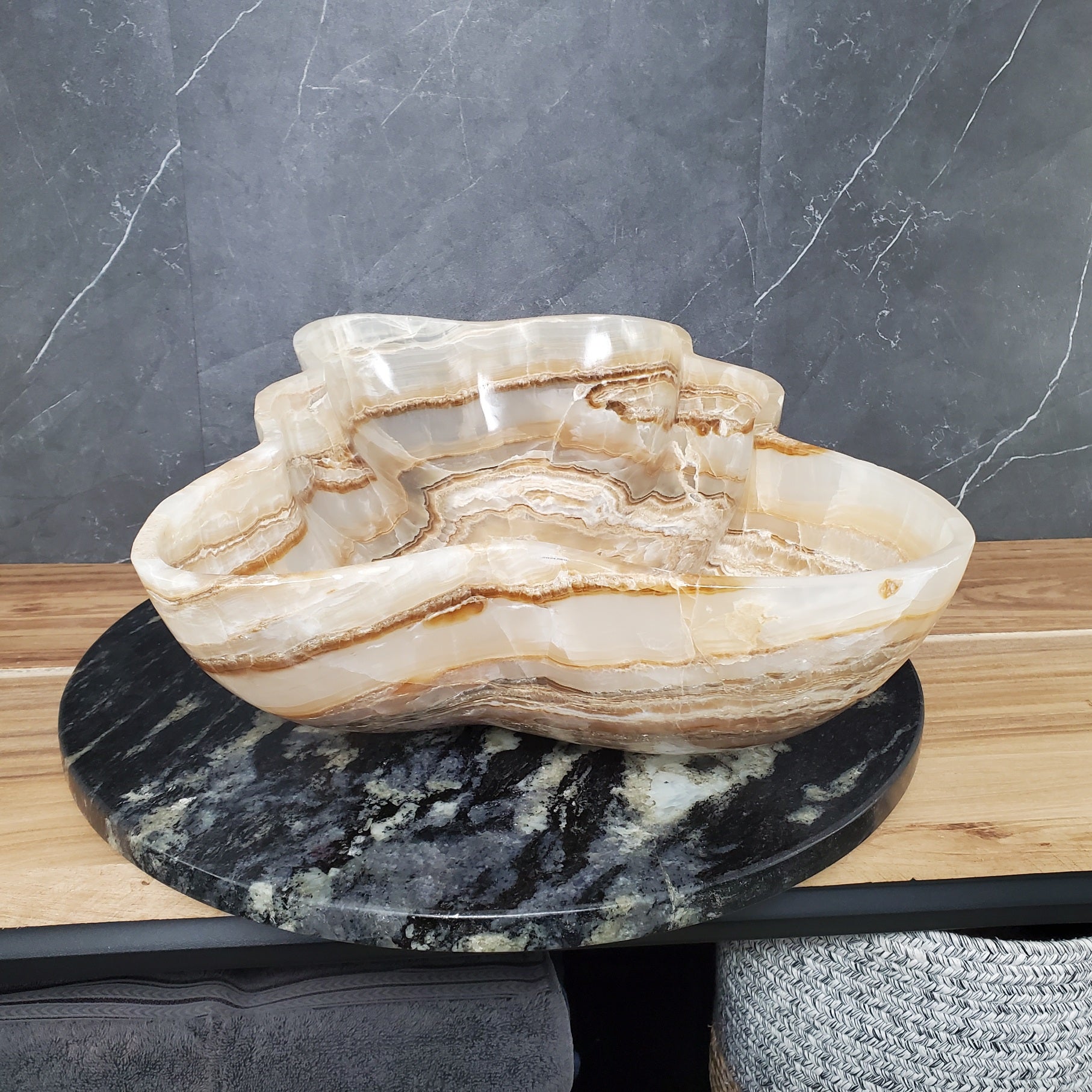 S28_04 Onyx Stone Bathroom Vessel Sink - 19 x 14 inch