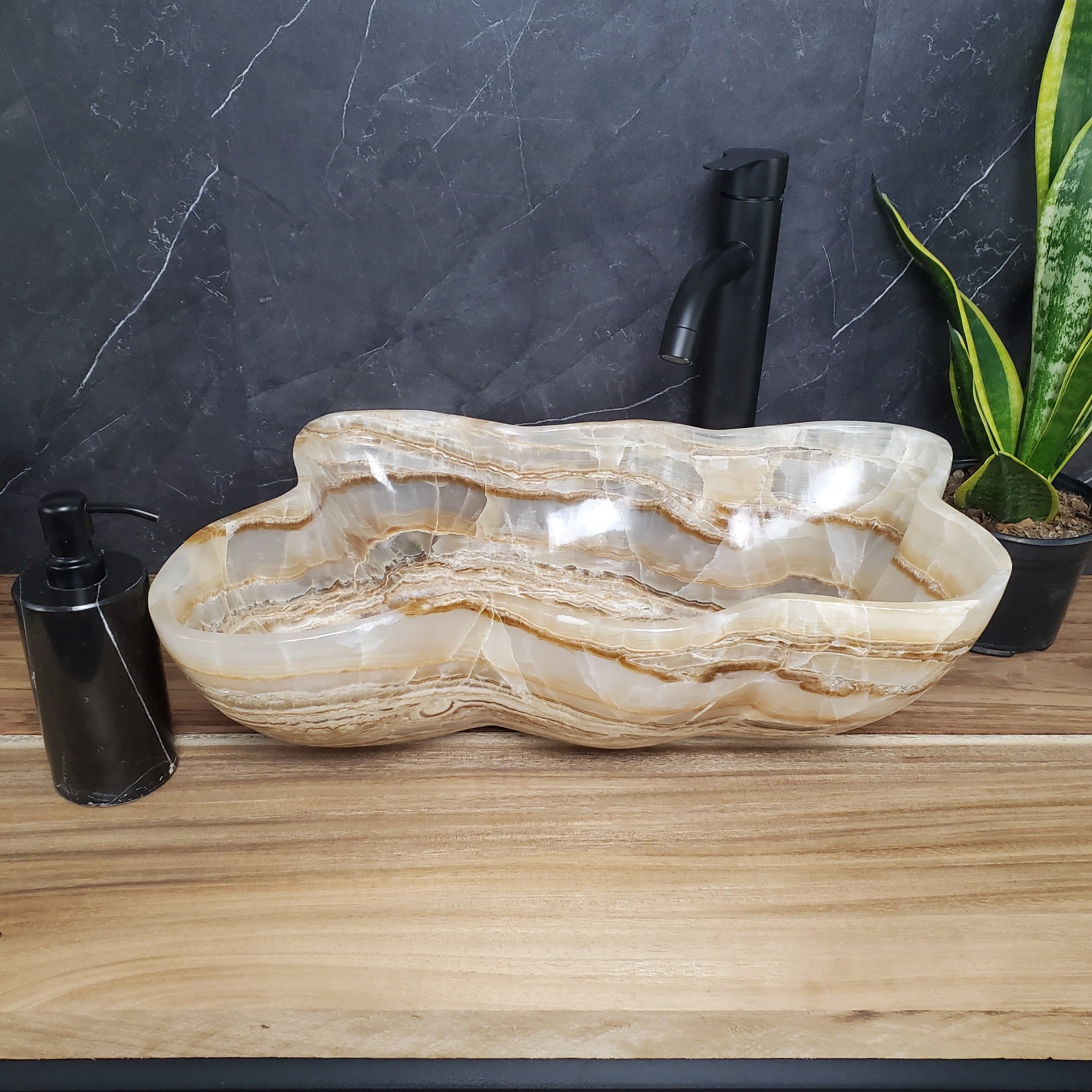 S28_04 Onyx Stone Bathroom Vessel Sink - 19 x 14 inch
