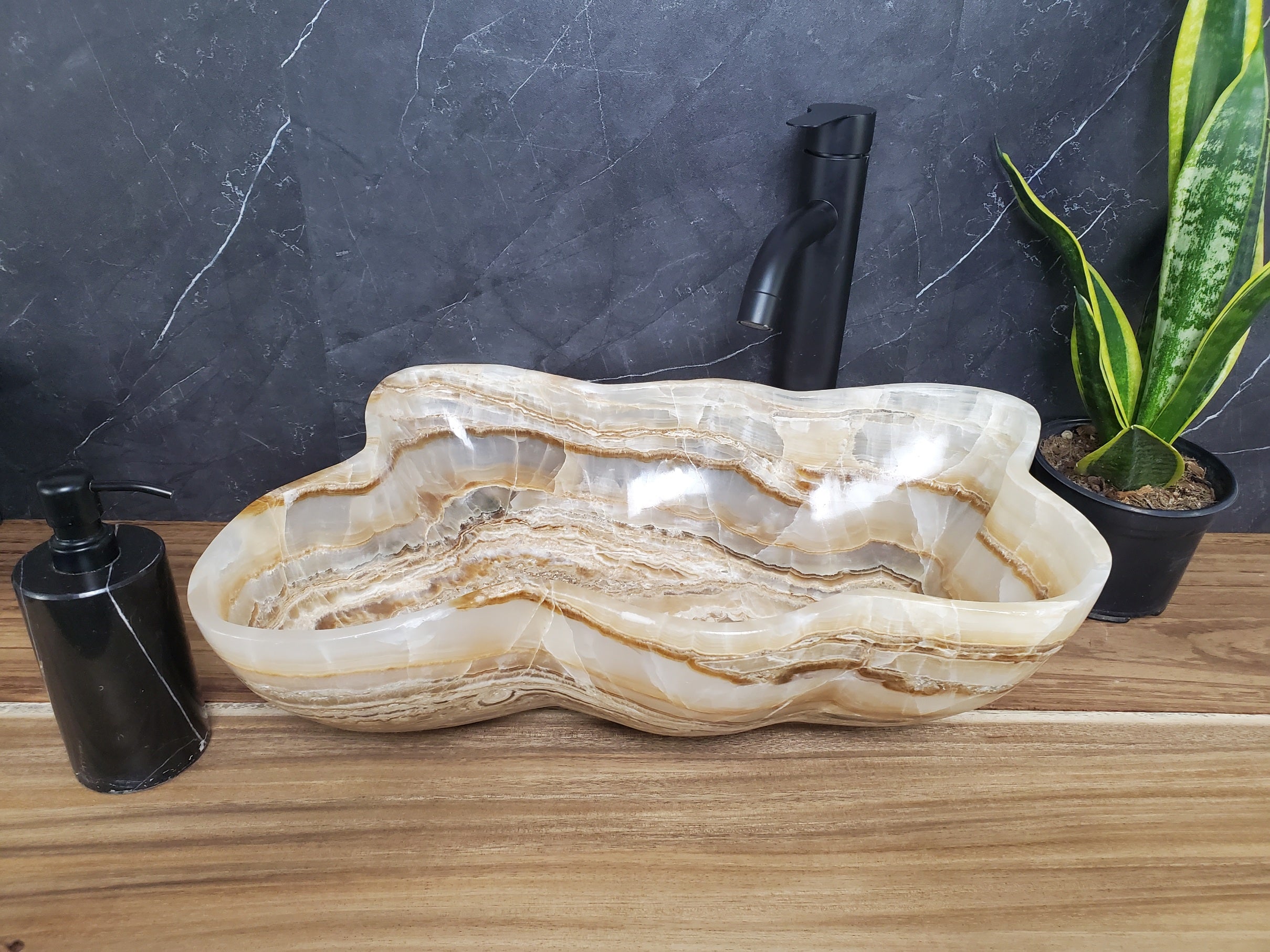 S28_04 Onyx Stone Bathroom Vessel Sink