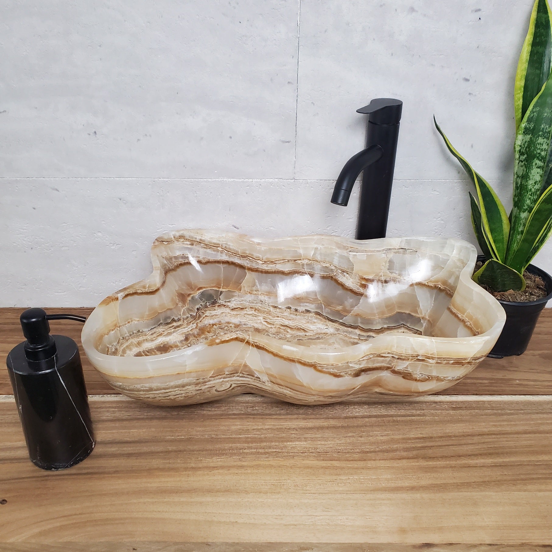S28_04 Onyx Stone Bathroom Vessel Sink - 19 x 14 inch