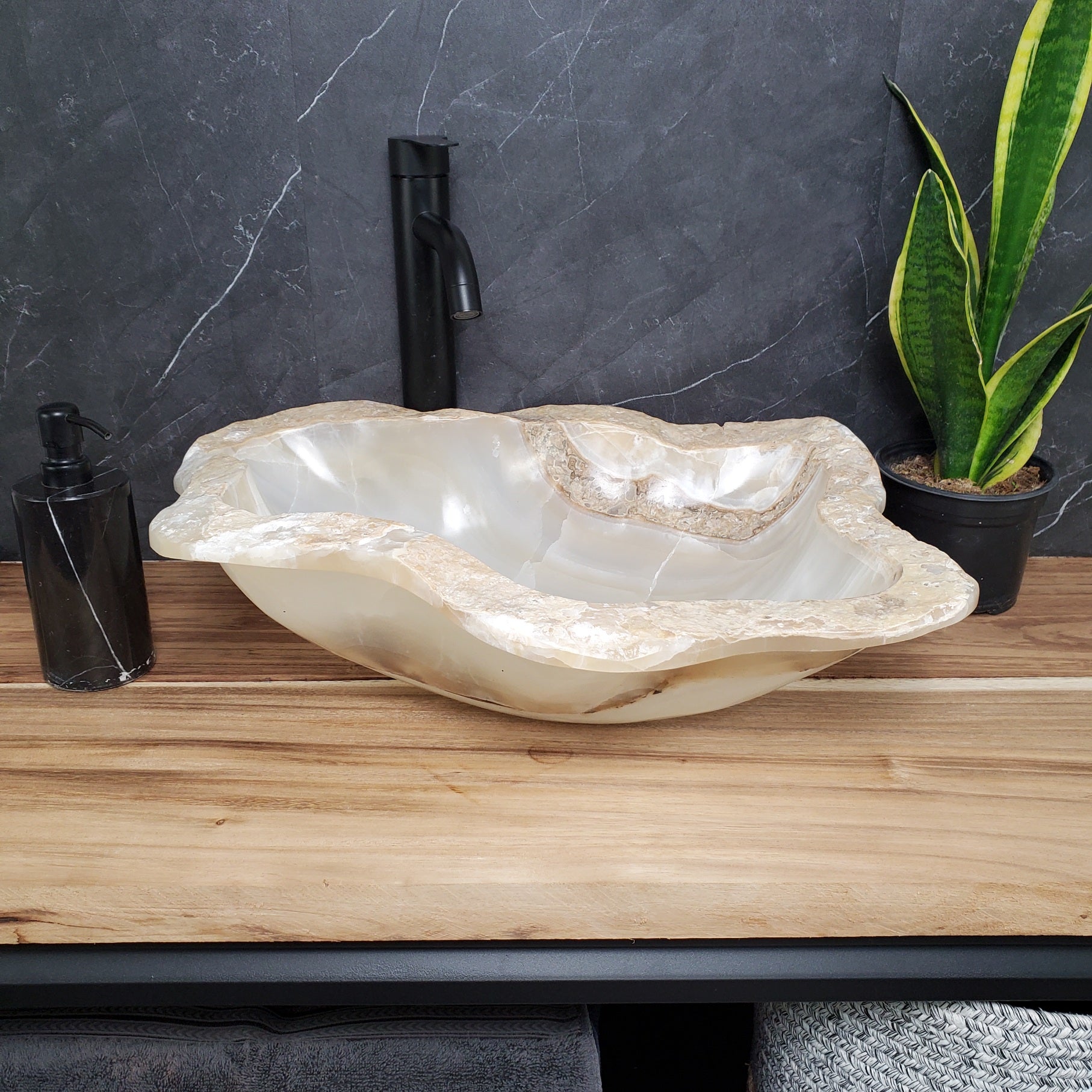 S28_02 Onyx Stone Bathroom Vessel Sink