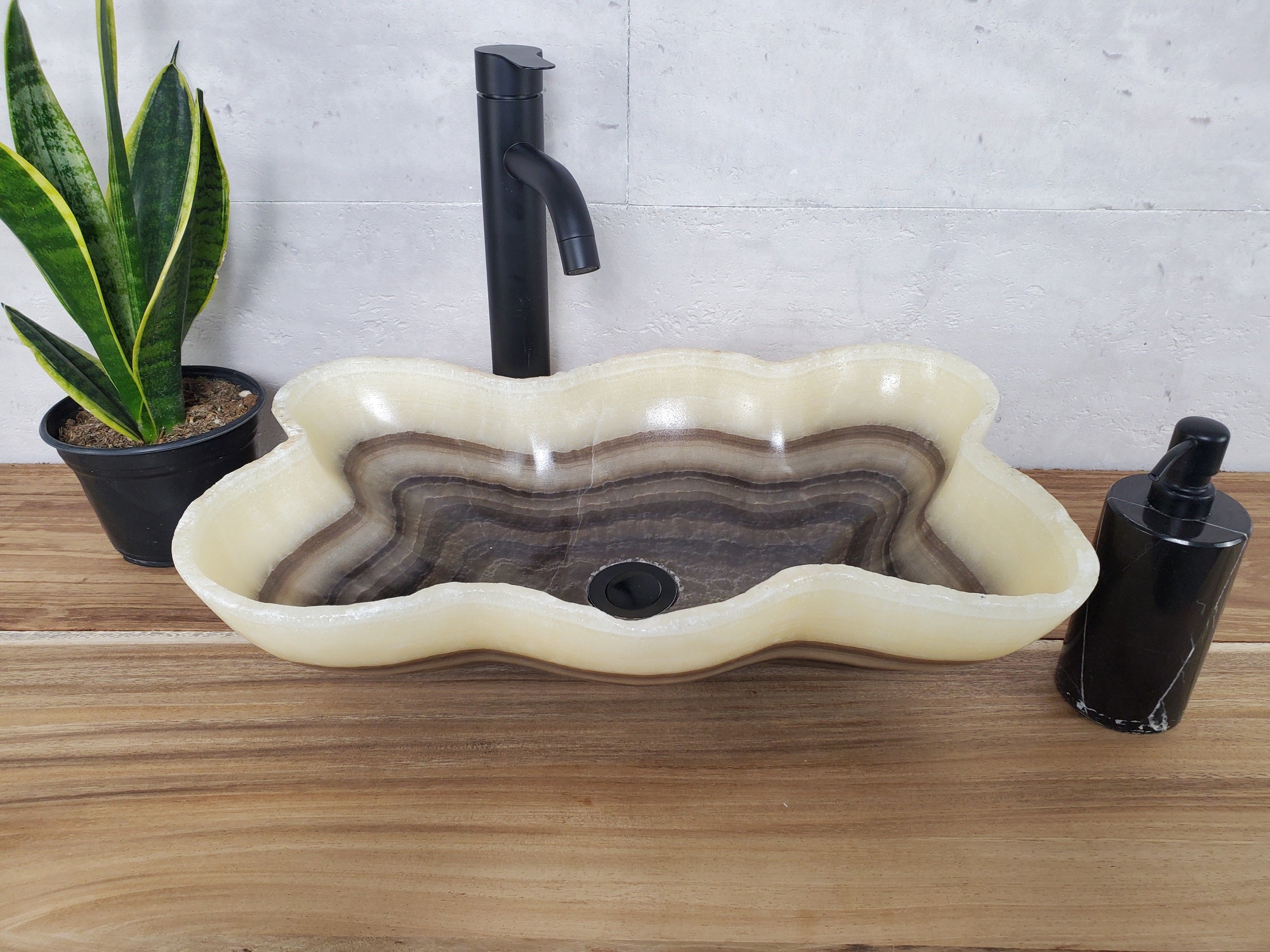 S28_05 Onyx Stone Bathroom Vessel Sink - 20 x 12.5 inch