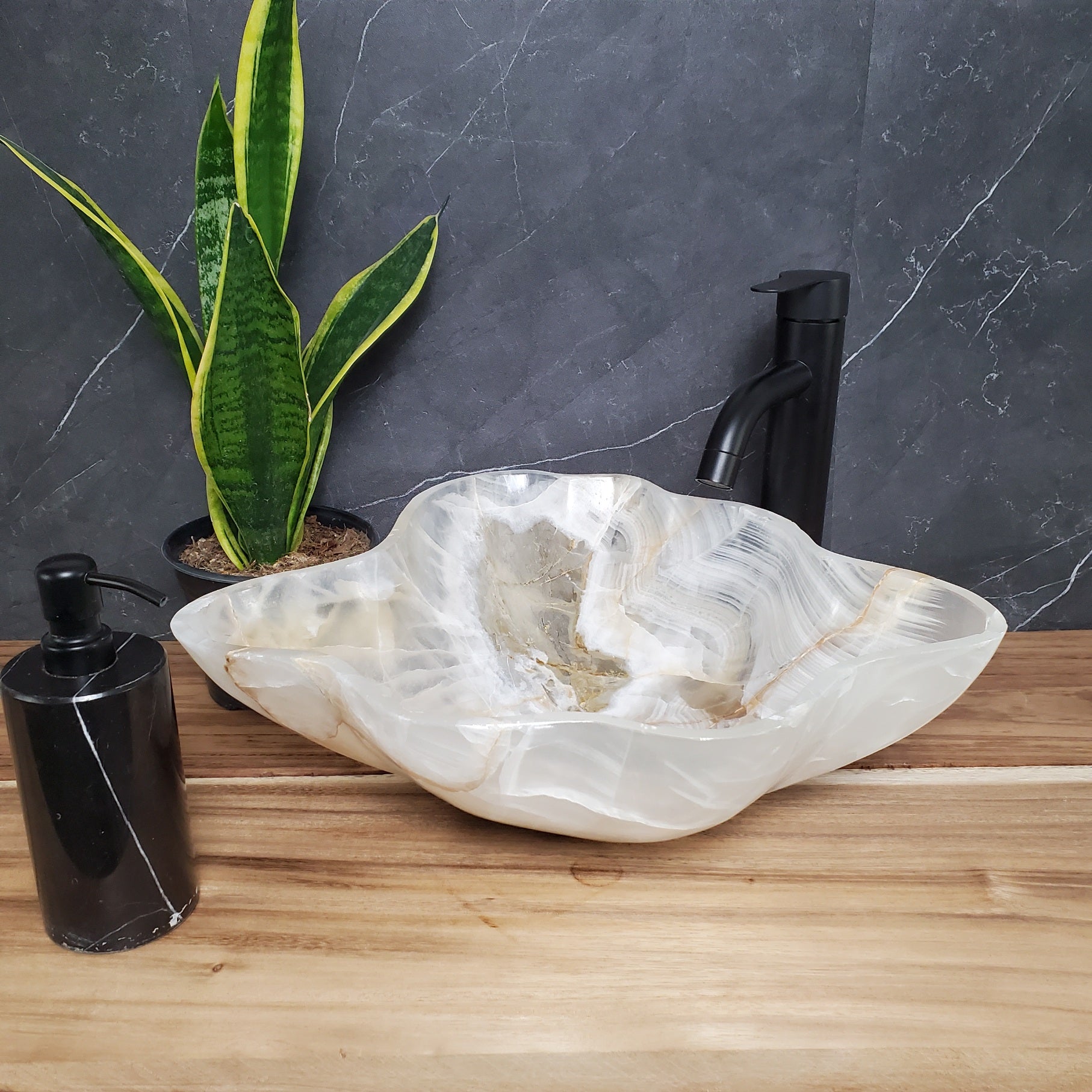 S28_01 Onyx Stone Bathroom Vessel Sink