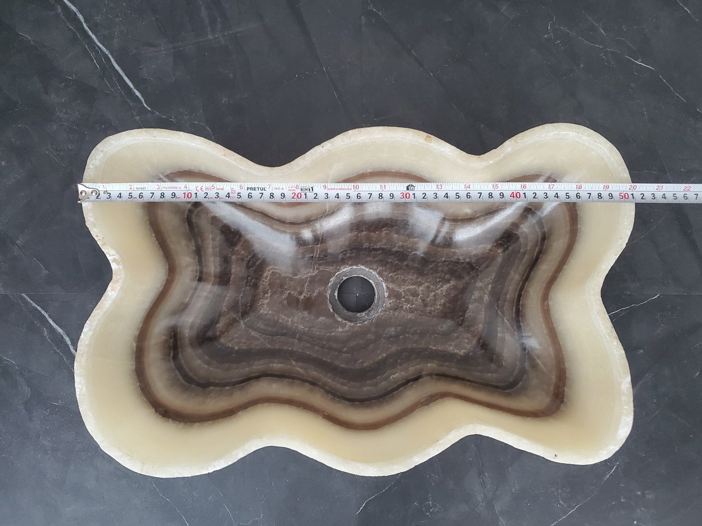 S28_05 Onyx Stone Bathroom Vessel Sink - 20 x 12.5 inch