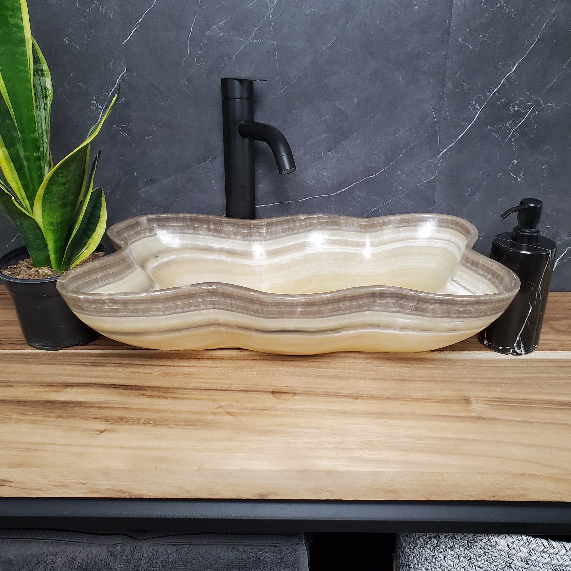 S28_03 Onyx Stone Bathroom Vessel Sink