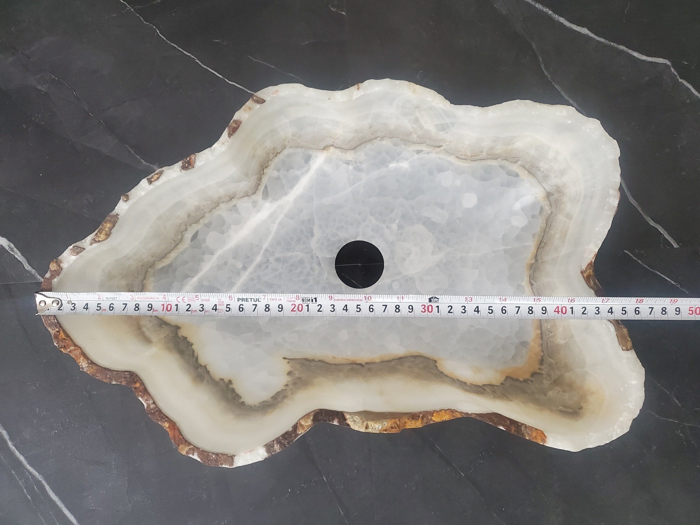 S27_03 White Onyx Stone Bathroom Vessel Sink - 18 x 10.5 inch