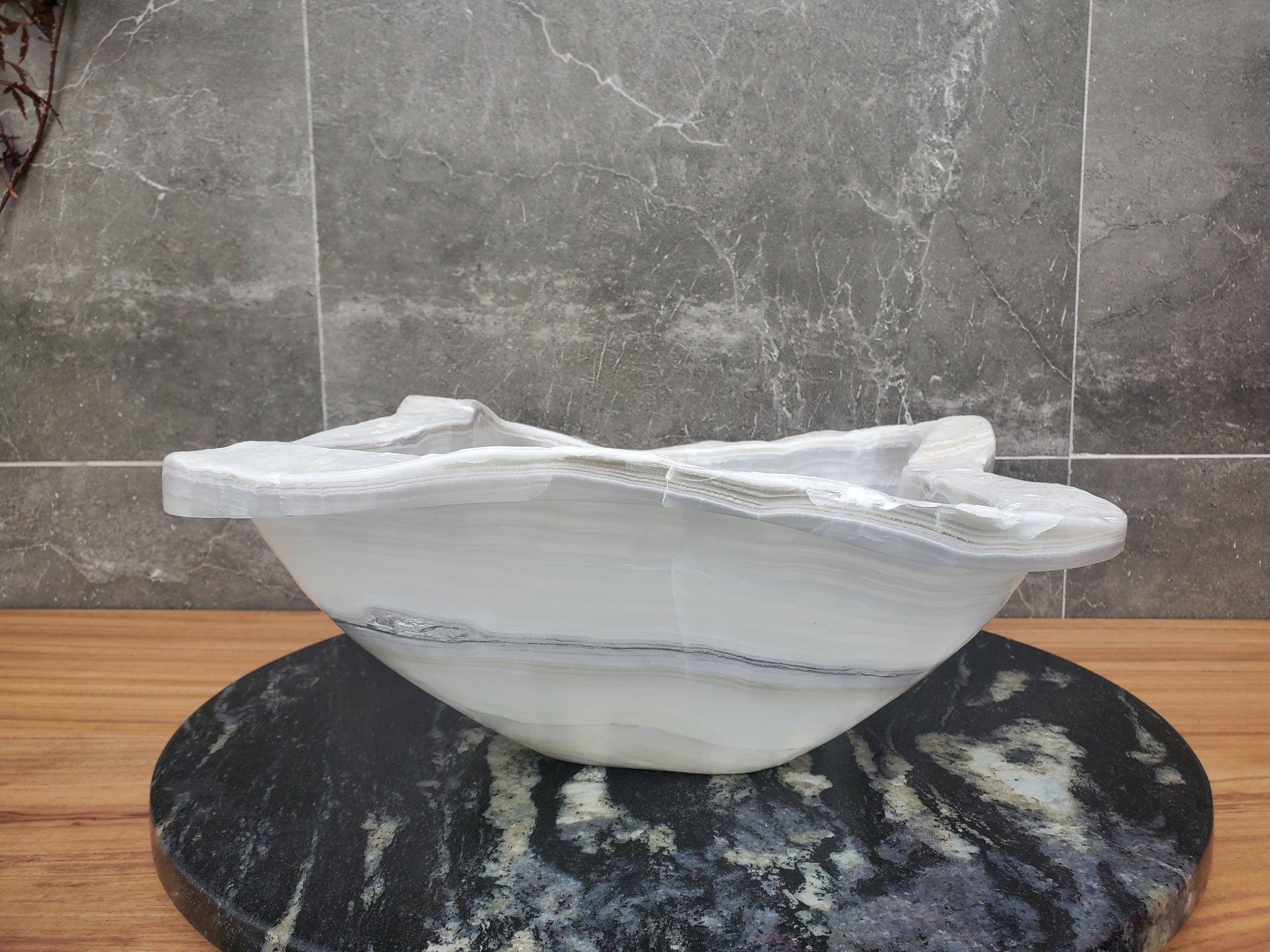 S30_08 Onyx Stone Vessel Bathroom Sink - 17.5 x 14.5 inch