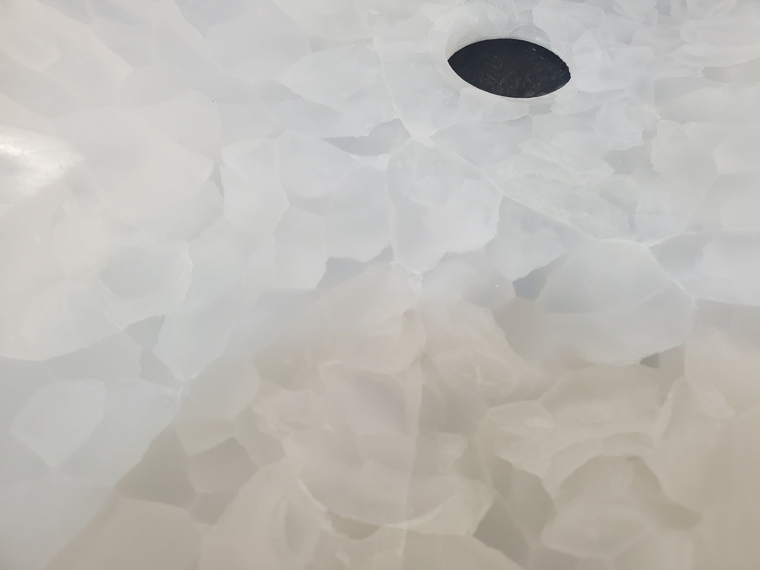 S27_02 White Onyx Stone Bathroom Vessel Sink - 20 x 12.5 inch