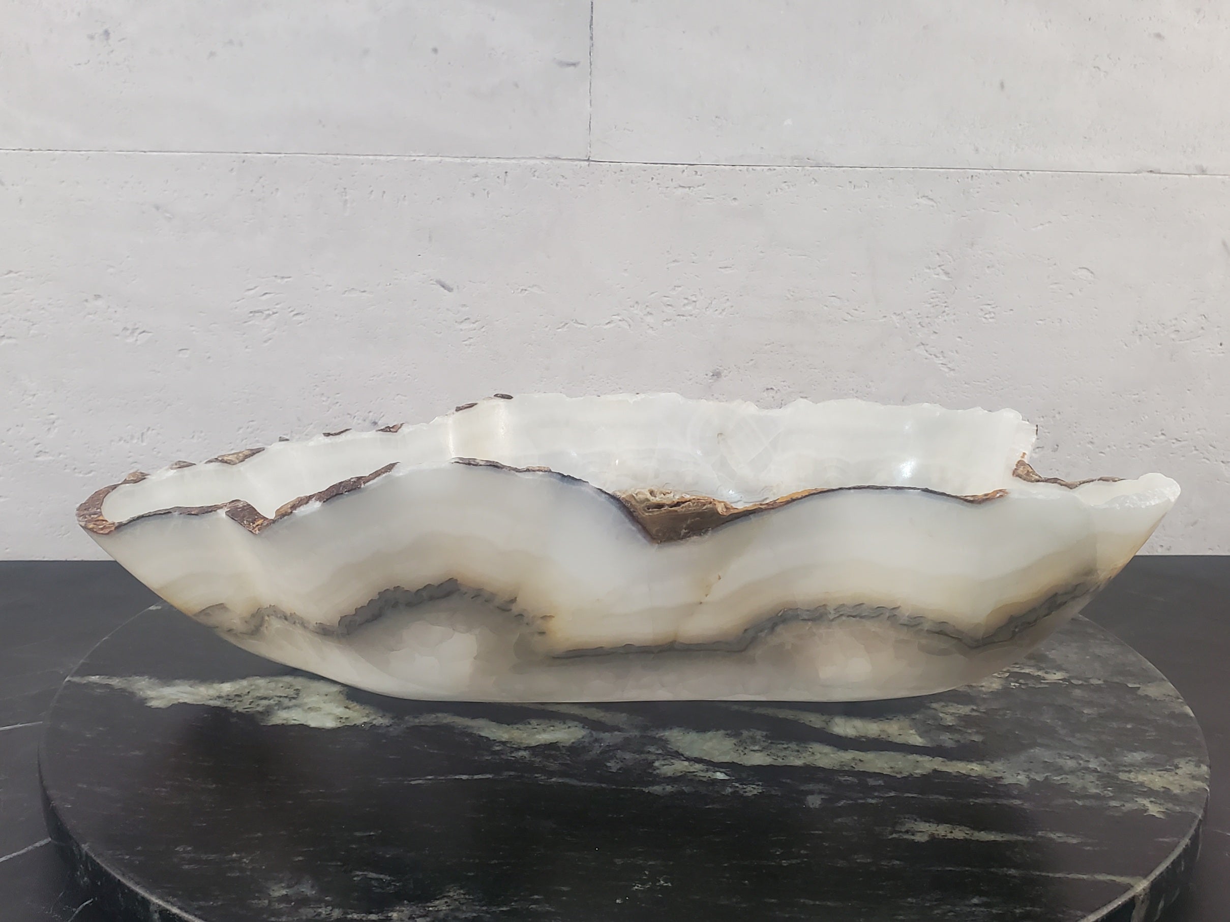 S27_03 White Onyx Stone Bathroom Vessel Sink - 18 x 10.5 inch