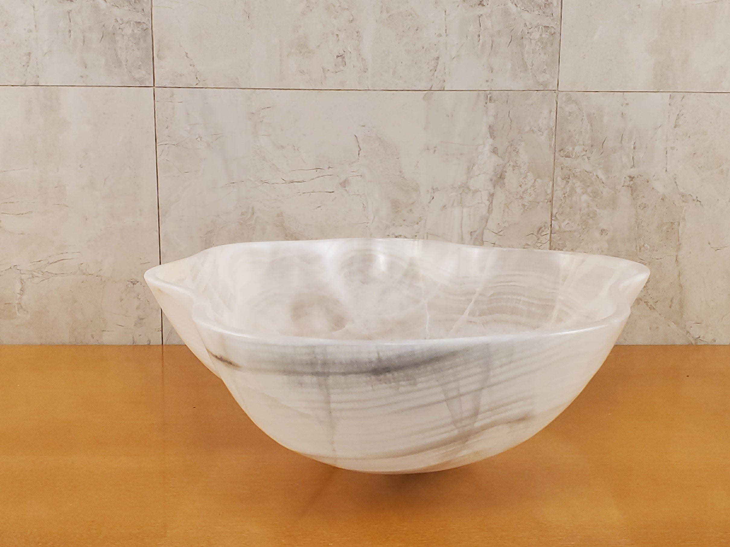 S24_19 Crystal Onyx Stone Bathroom Vessel Sink - 20 x 15 inch
