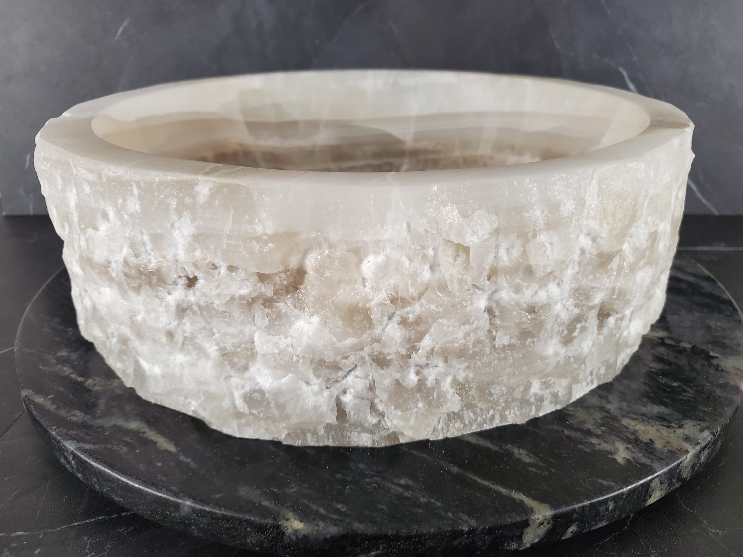 S27_14 Round Onyx Stone Vessel Sink - 15.5 x 15.5 inch