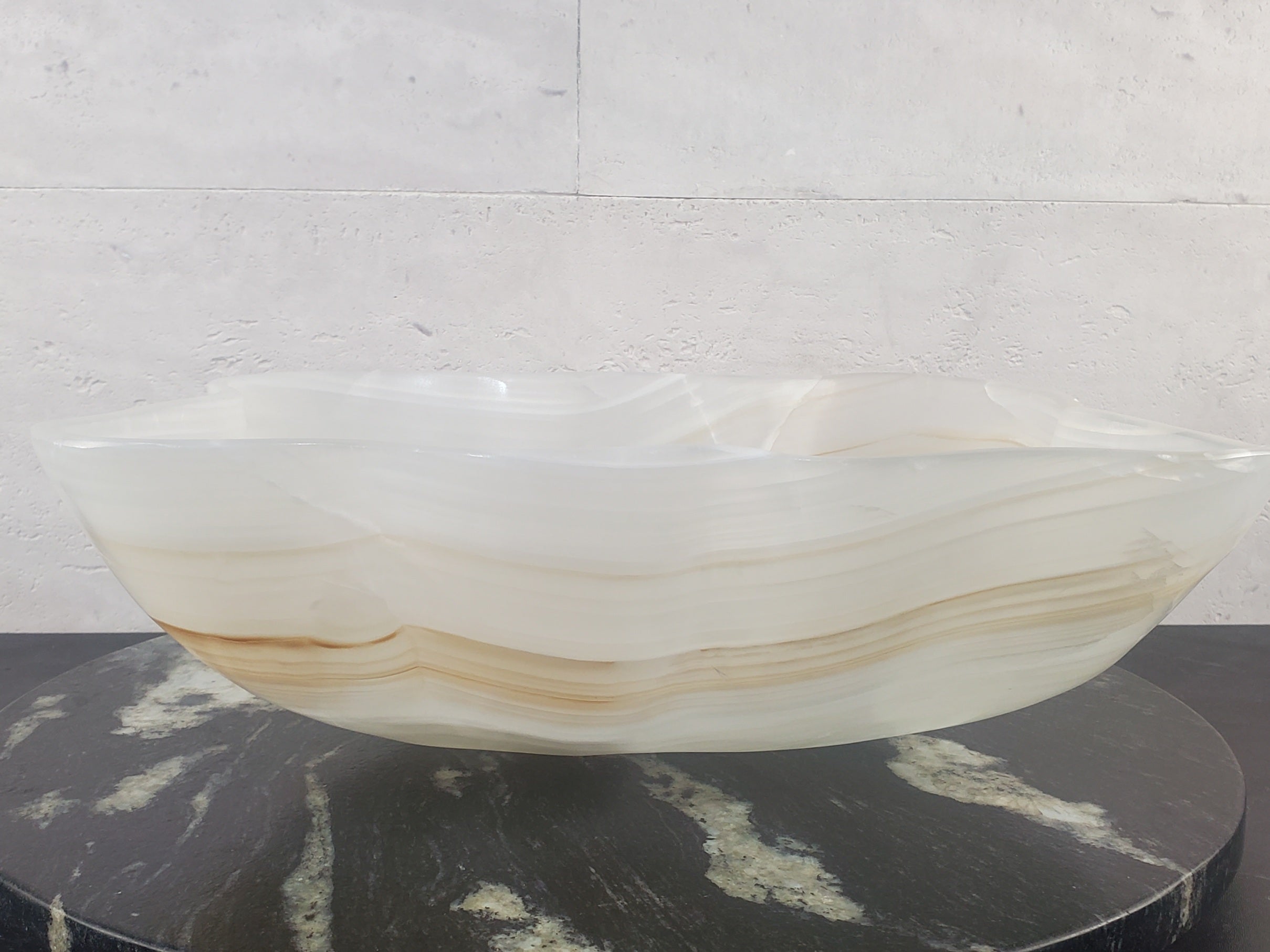 S27_01 White Onyx Stone Bathroom Vessel Sink