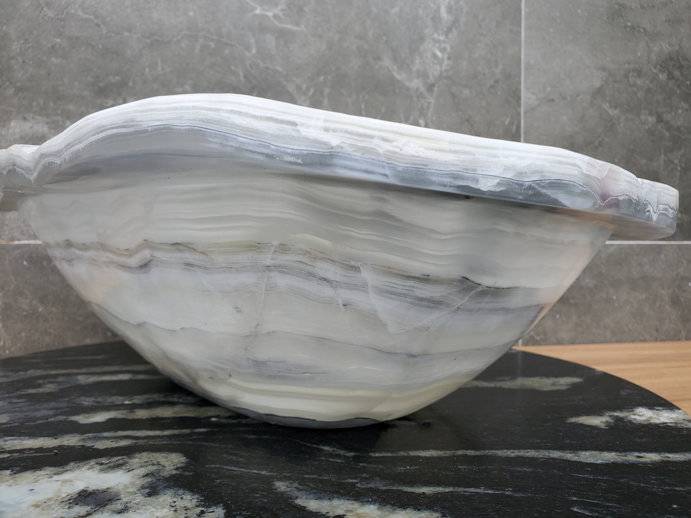 S30_06 Onyx Stone Vessel Bathroom Sink - 17 x 13.5 inch