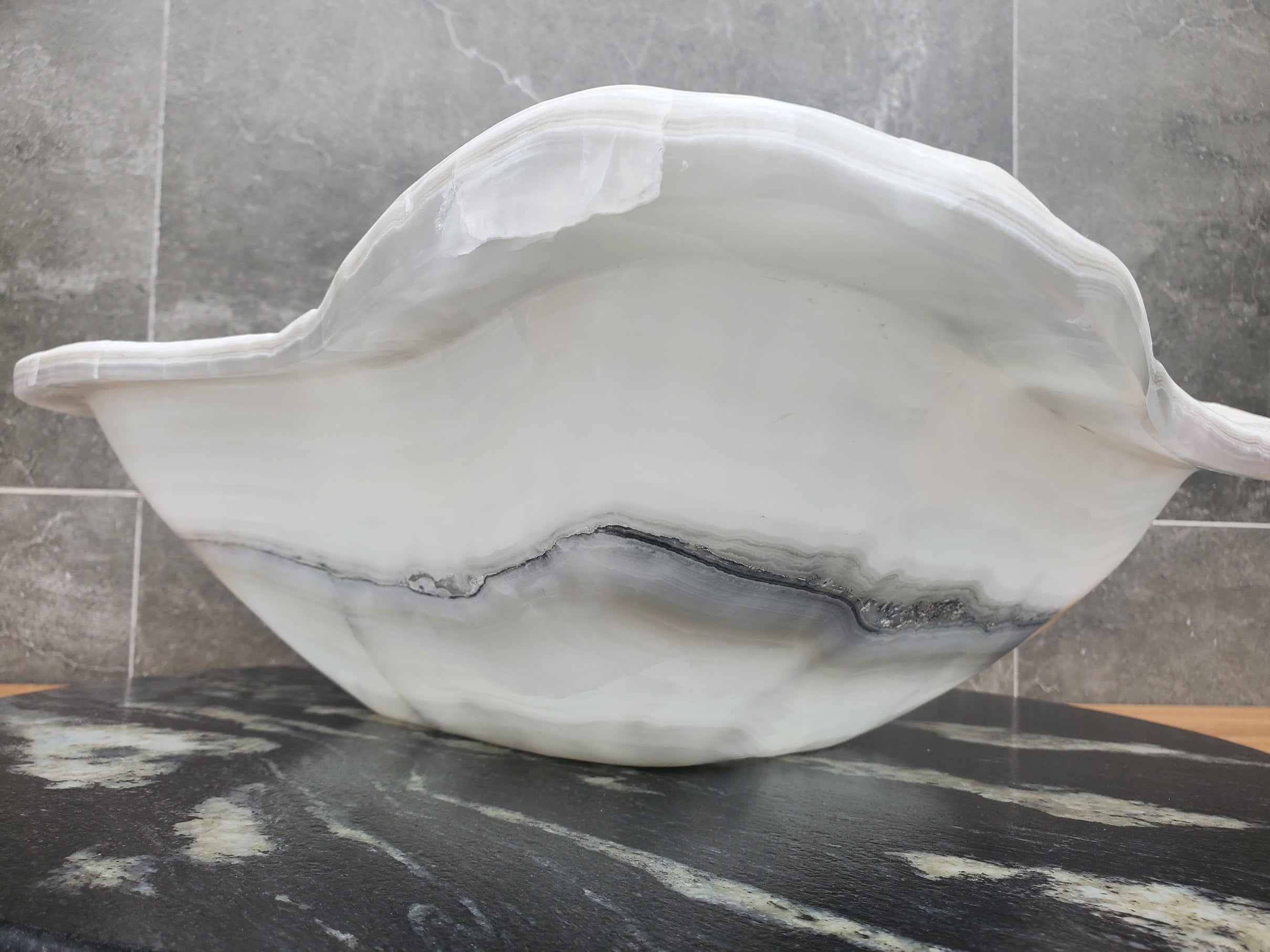 S30_08 Onyx Stone Vessel Bathroom Sink - 17.5 x 14.5 inch