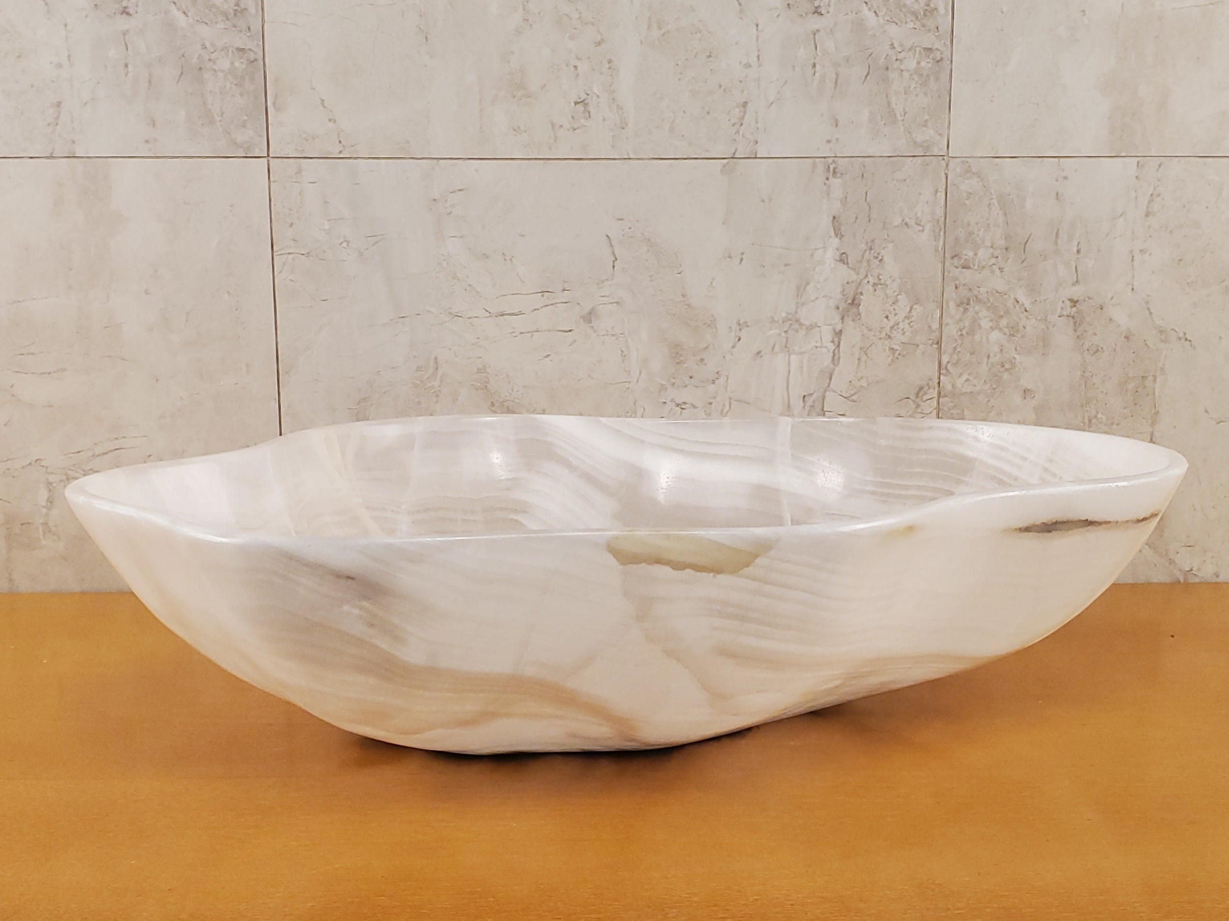 S24_19 Crystal Onyx Stone Bathroom Vessel Sink - 20 x 15 inch