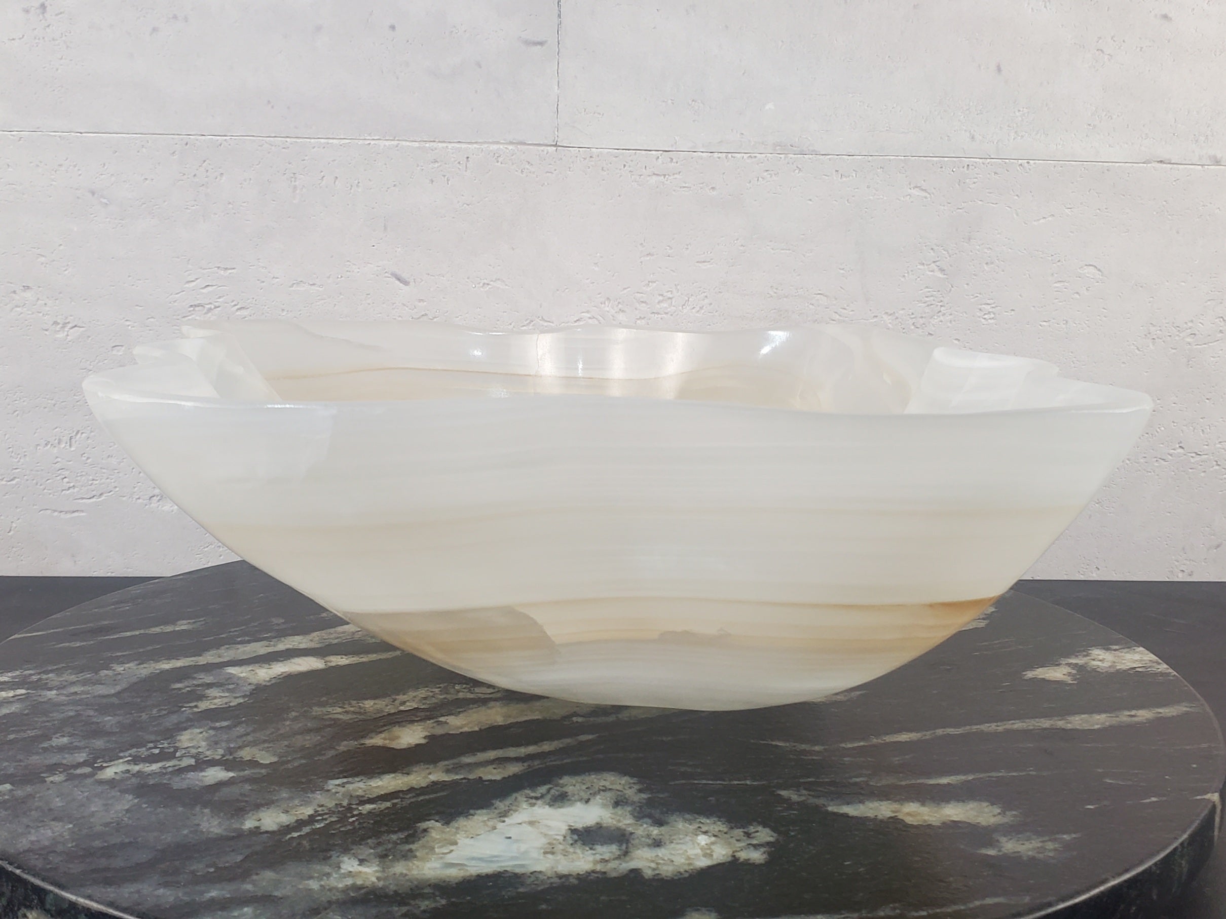 S27_01 White Onyx Stone Bathroom Vessel Sink