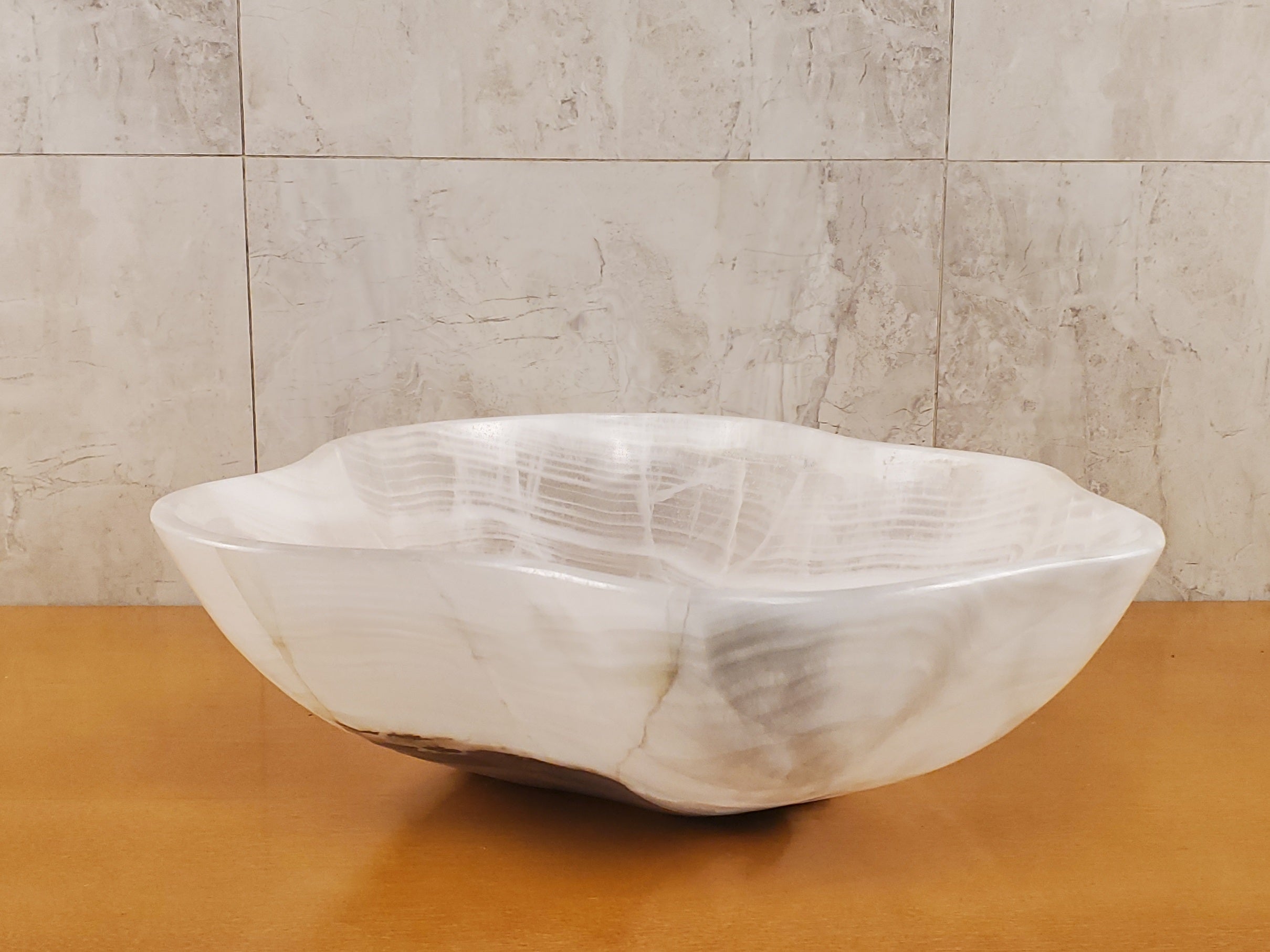 S24_19 Crystal Onyx Stone Bathroom Vessel Sink - 20 x 15 inch