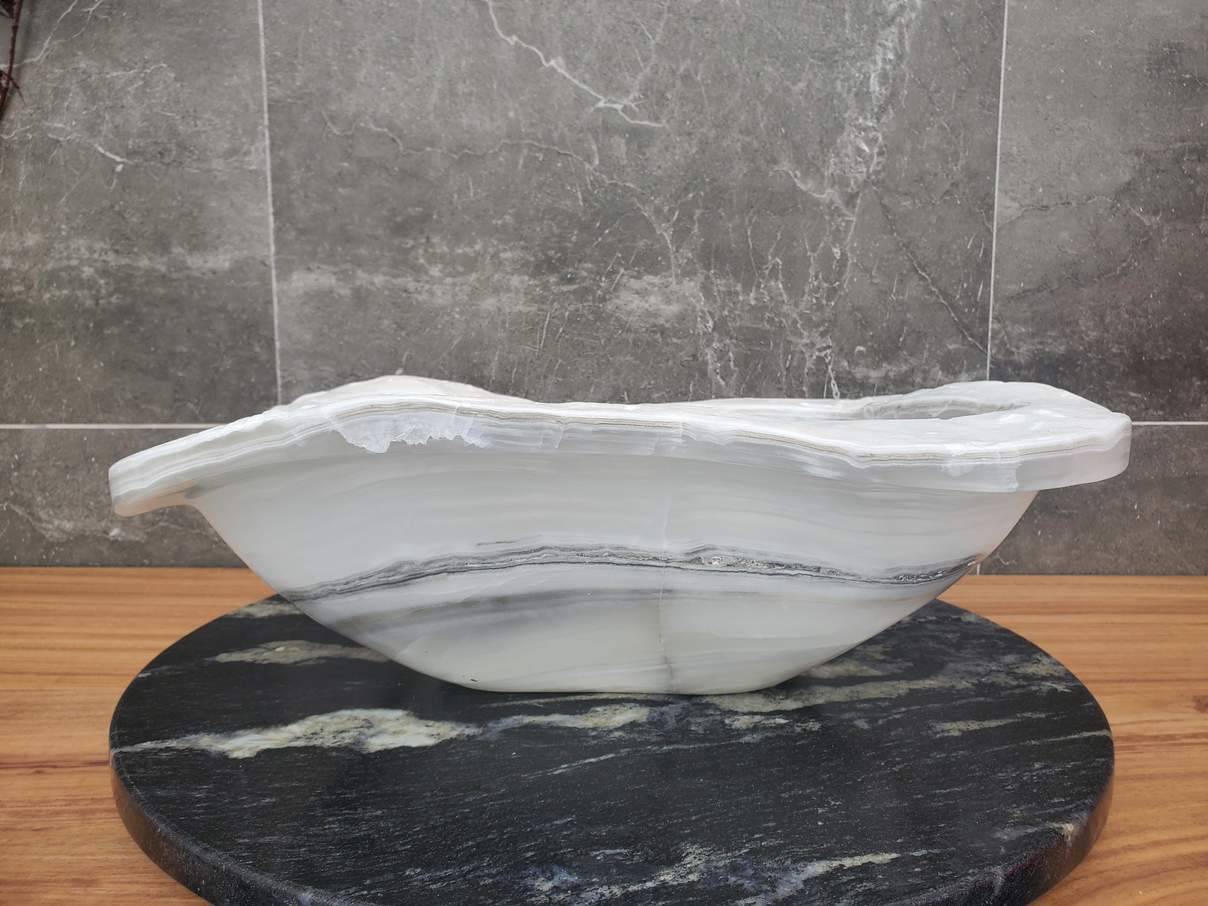 S30_08 Onyx Stone Vessel Bathroom Sink - 17.5 x 14.5 inch