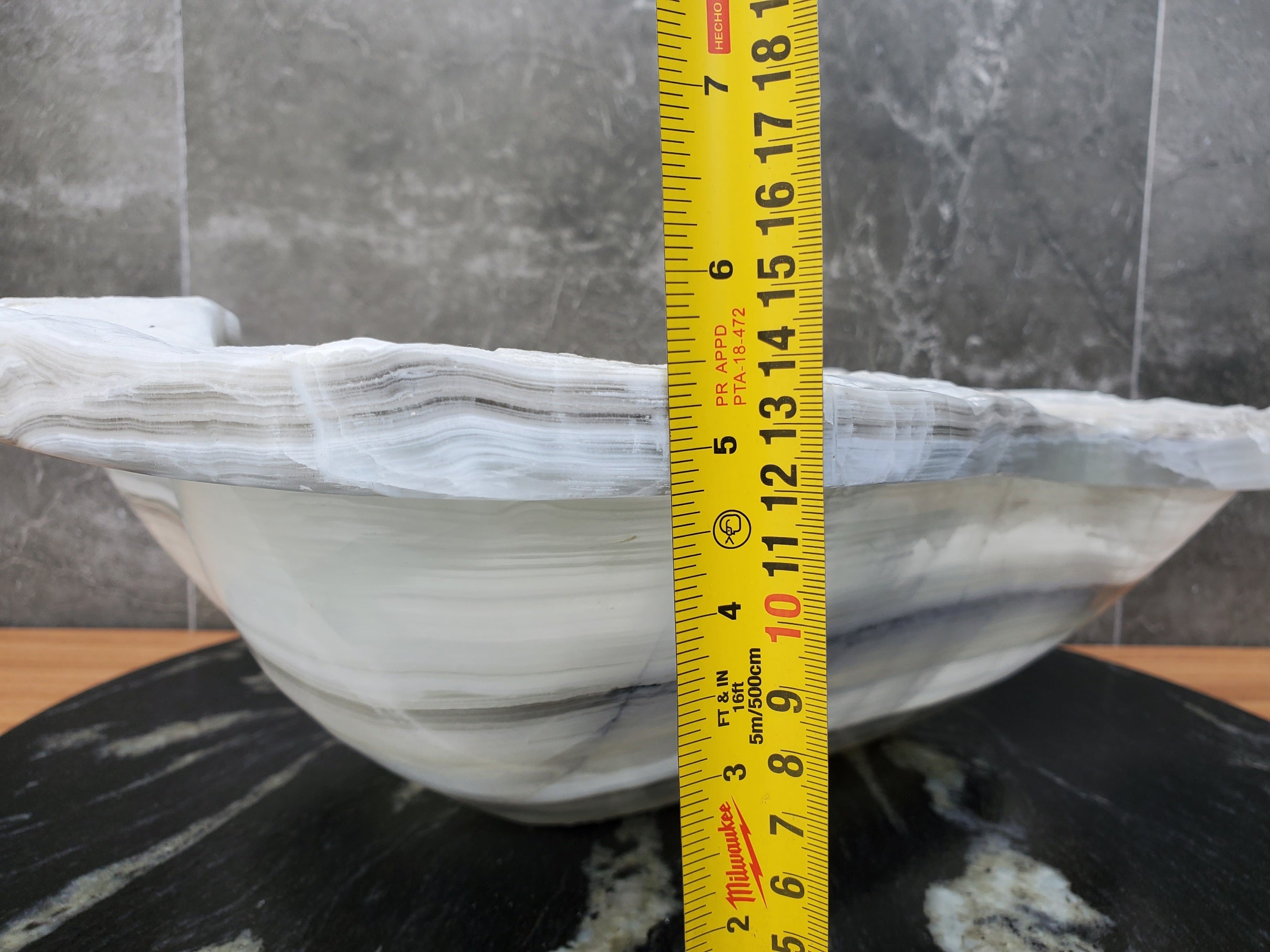 S30_11 Onyx Stone Vessel Bathroom Sink - 18.5 x 14.5 inch