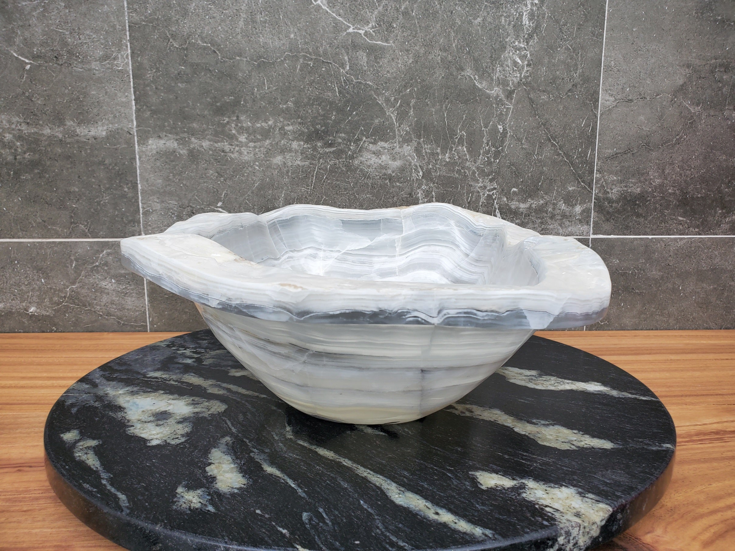 S30_06 Onyx Stone Vessel Bathroom Sink - 17 x 13.5 inch