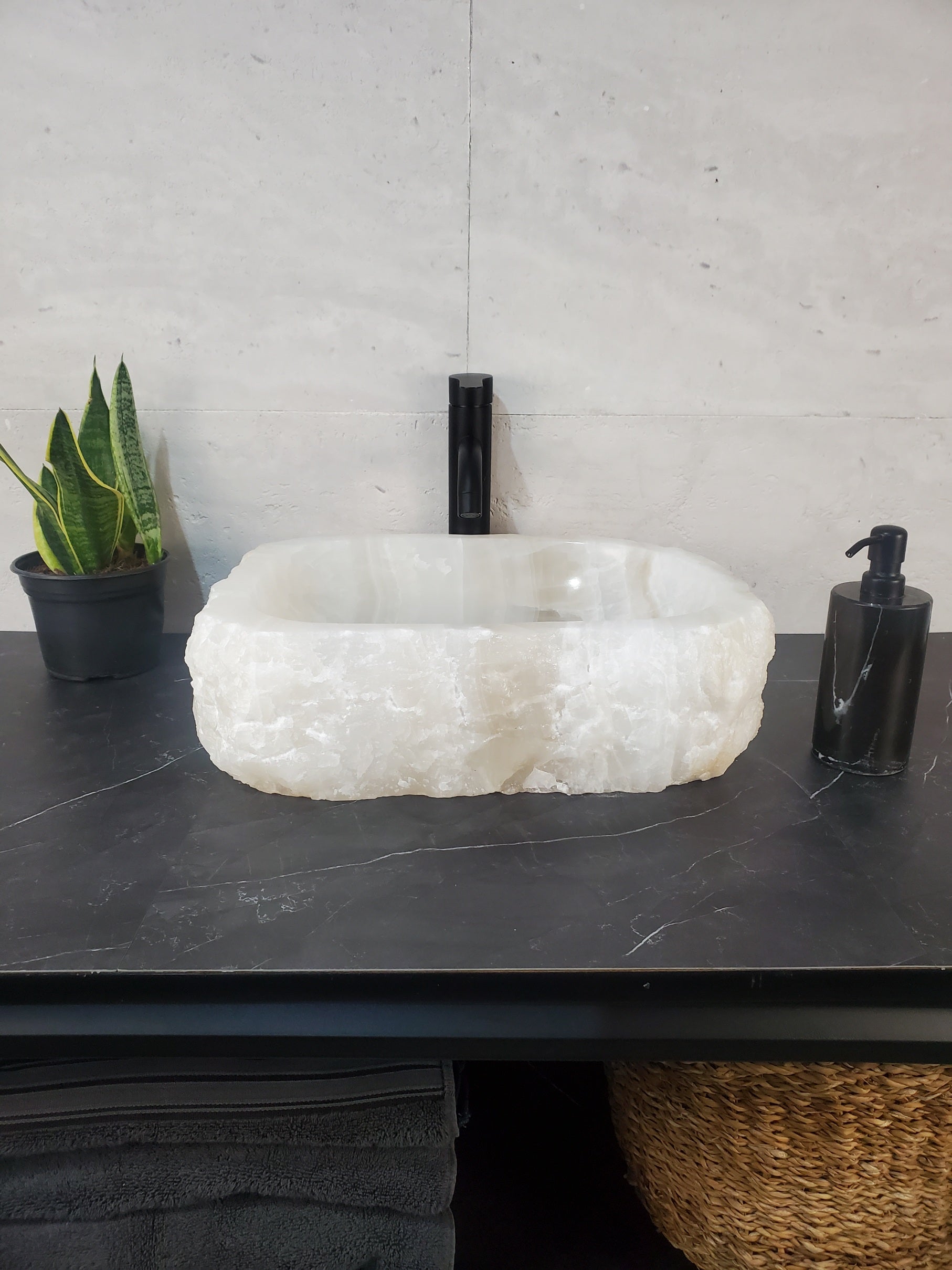 SET1034 Onyx Stone Master Bath Set of 2 (Two) Vessel Sinks