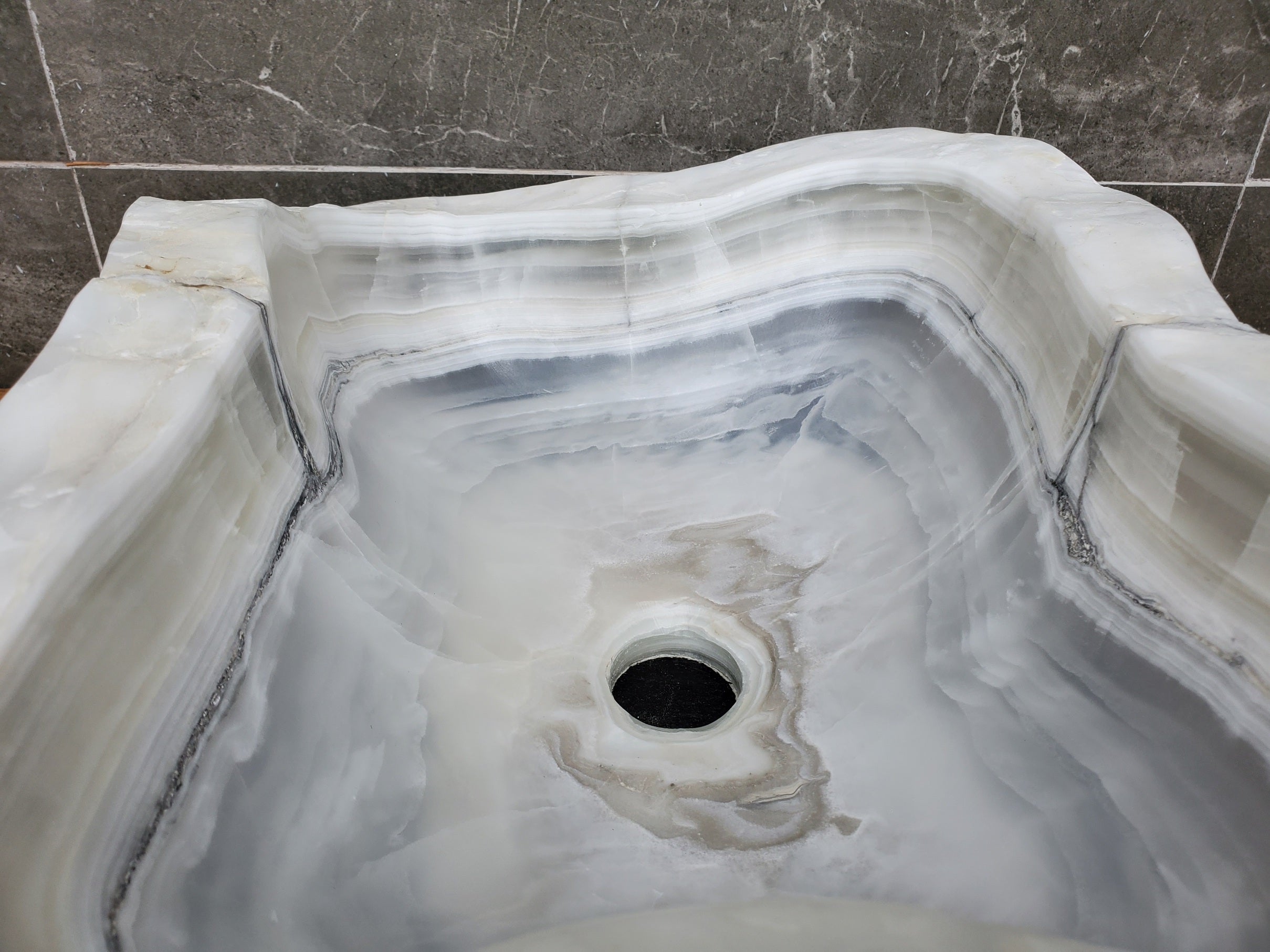 S30_07 Onyx Stone Vessel Bathroom Sink - 18 x 14 inch