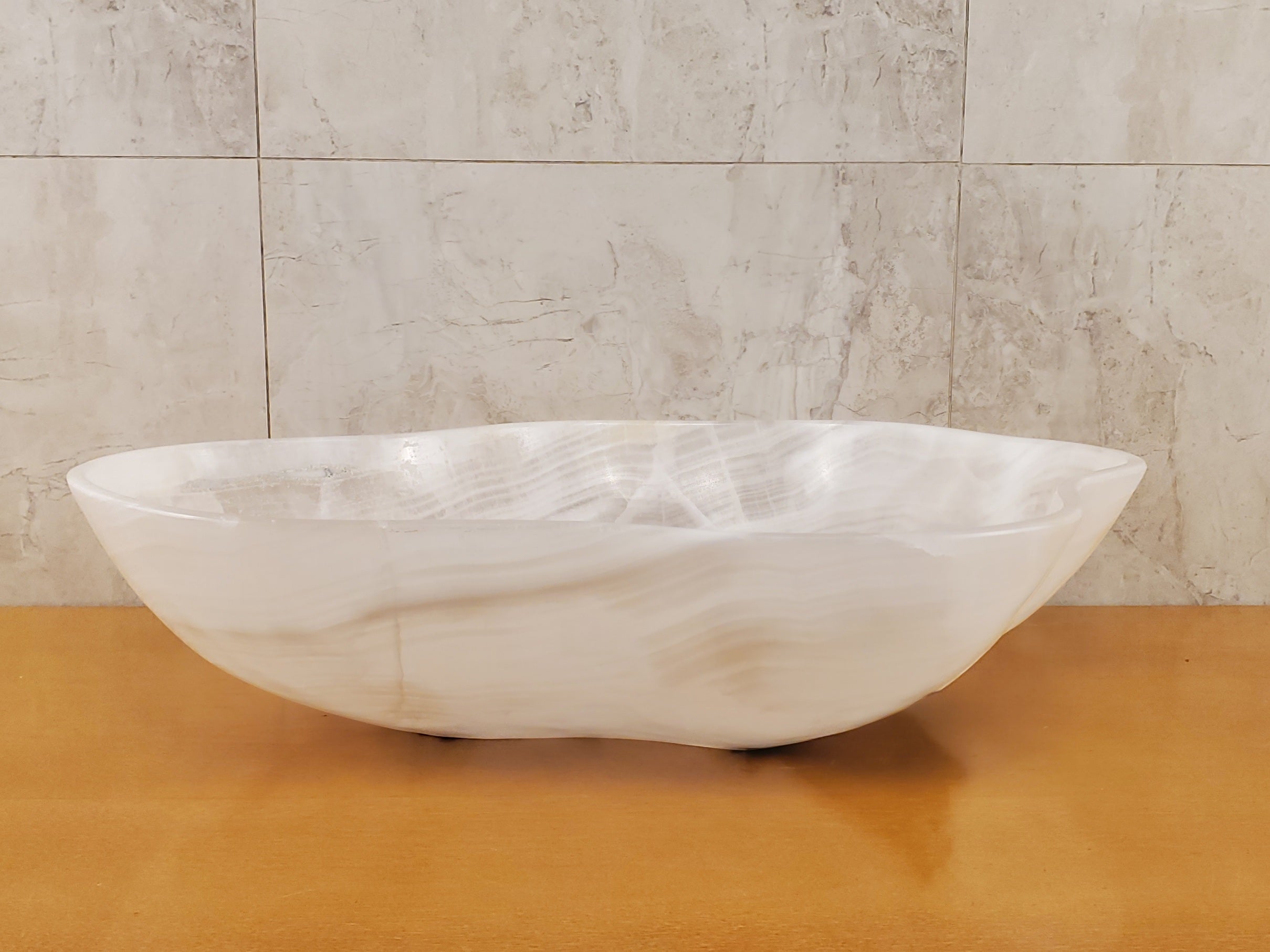 S24_19 Crystal Onyx Stone Bathroom Vessel Sink - 20 x 15 inch