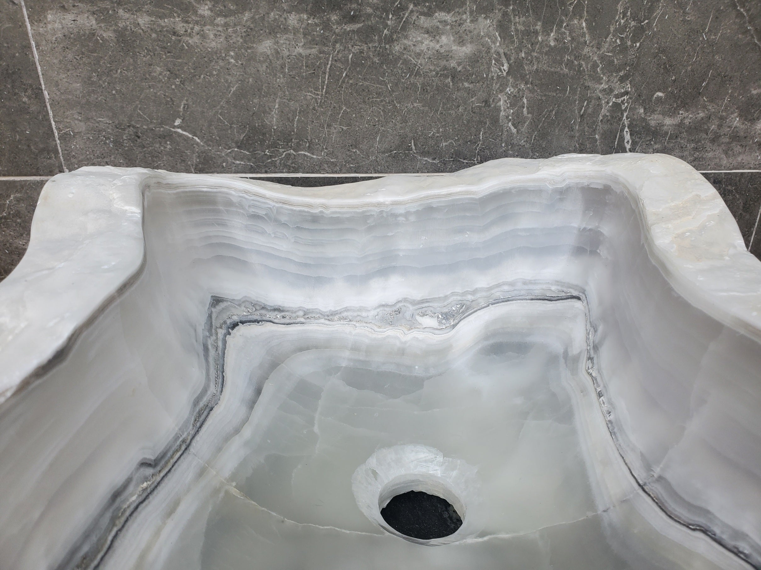 S30_08 Onyx Stone Vessel Bathroom Sink - 17.5 x 14.5 inch