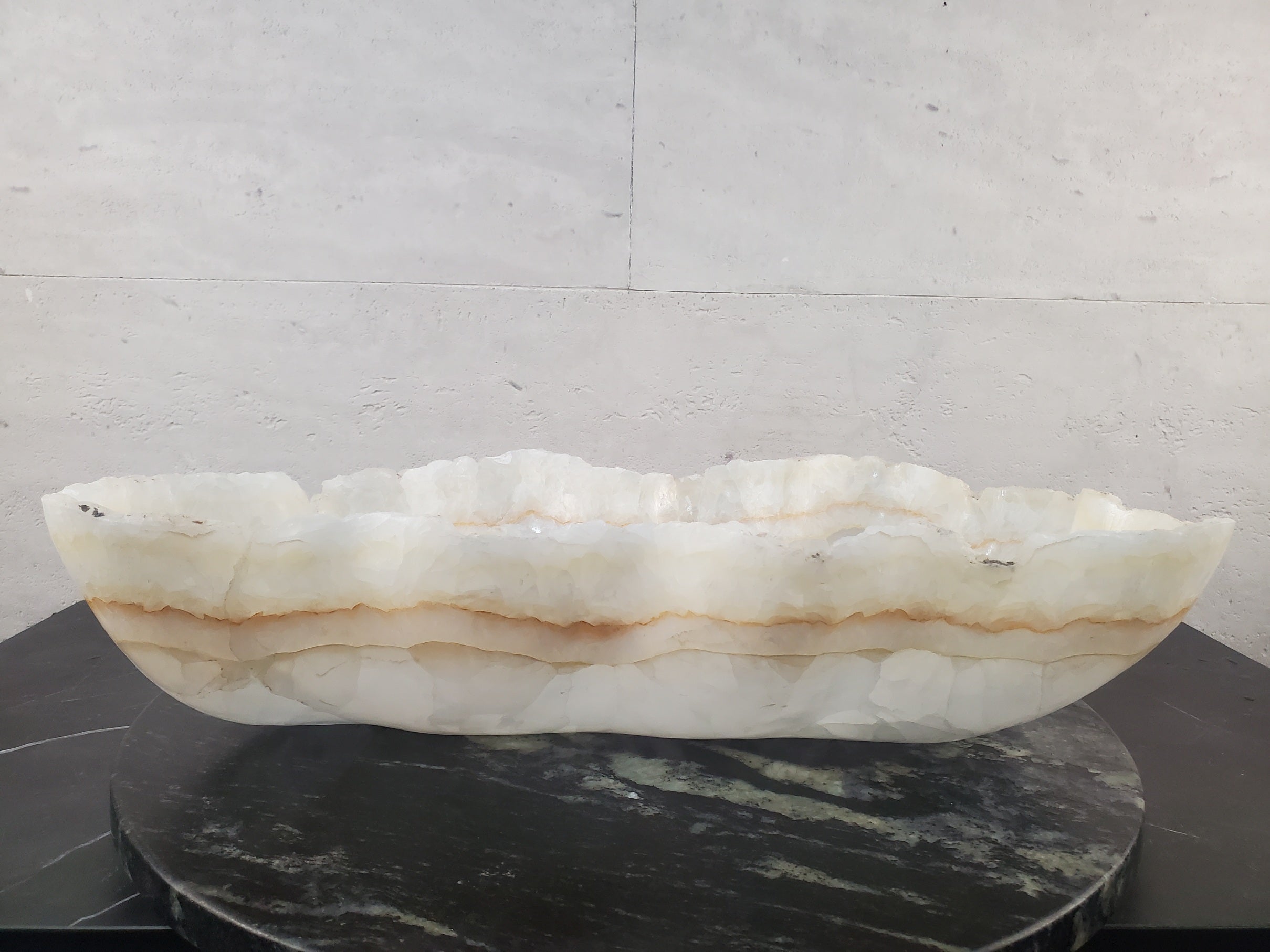 S27_02 White Onyx Stone Bathroom Vessel Sink - 20 x 12.5 inch
