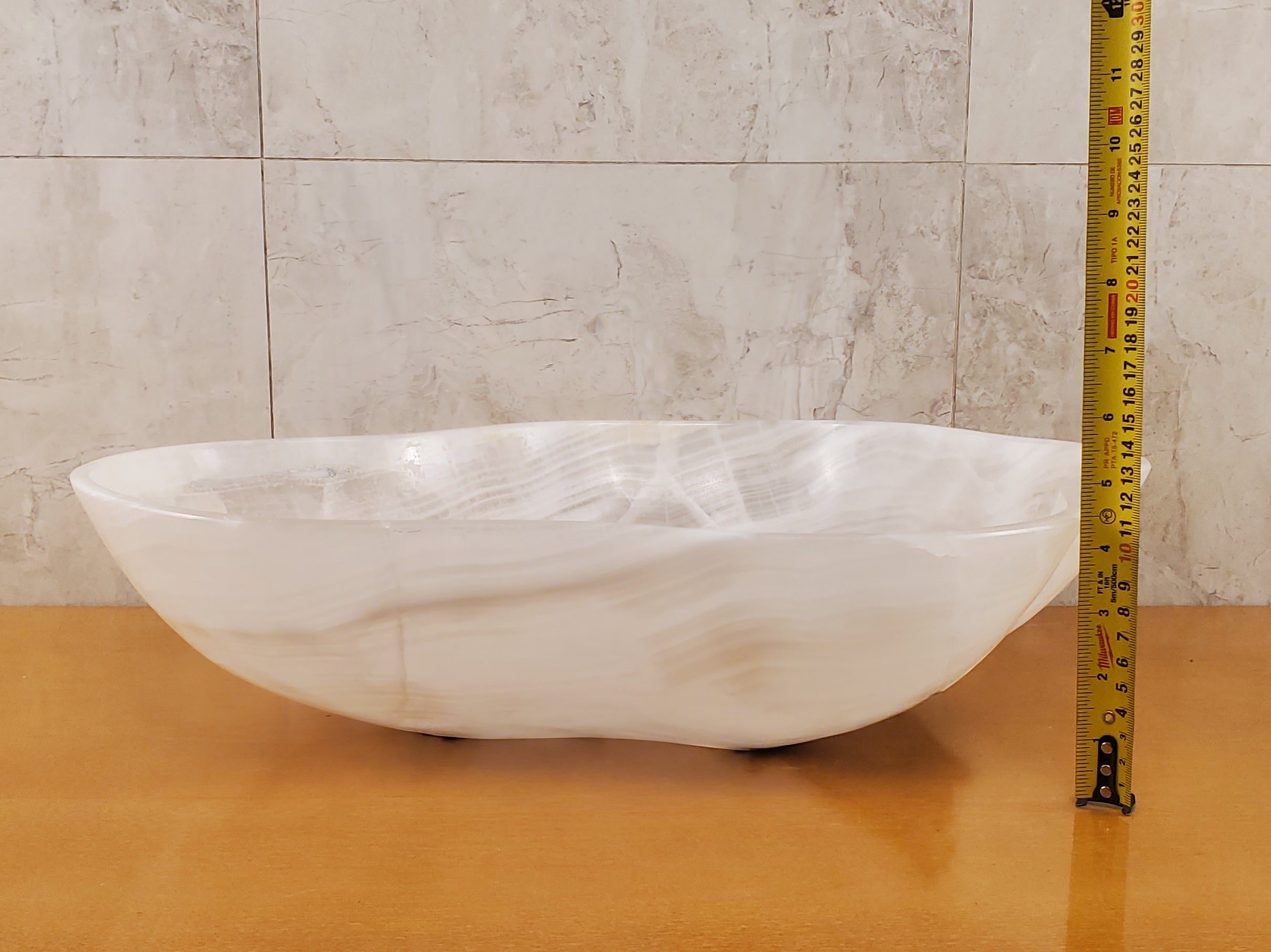 S24_19 Crystal Onyx Stone Bathroom Vessel Sink - 20 x 15 inch