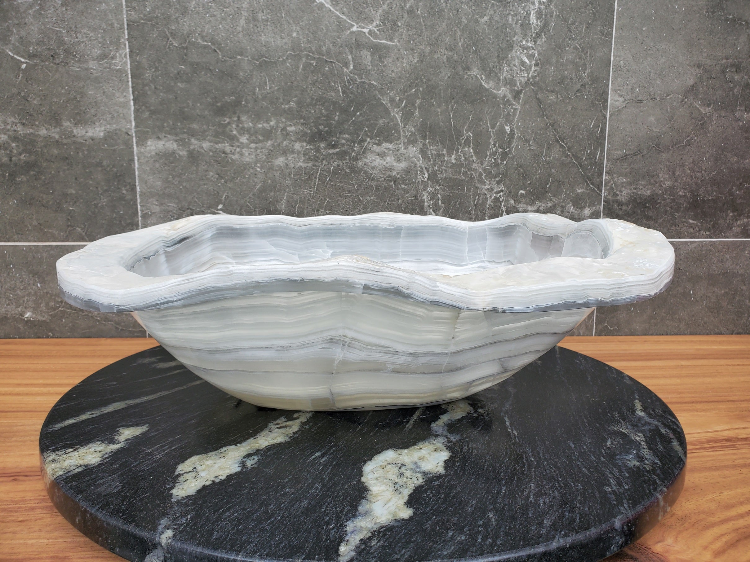S30_06 Onyx Stone Vessel Bathroom Sink - 17 x 13.5 inch