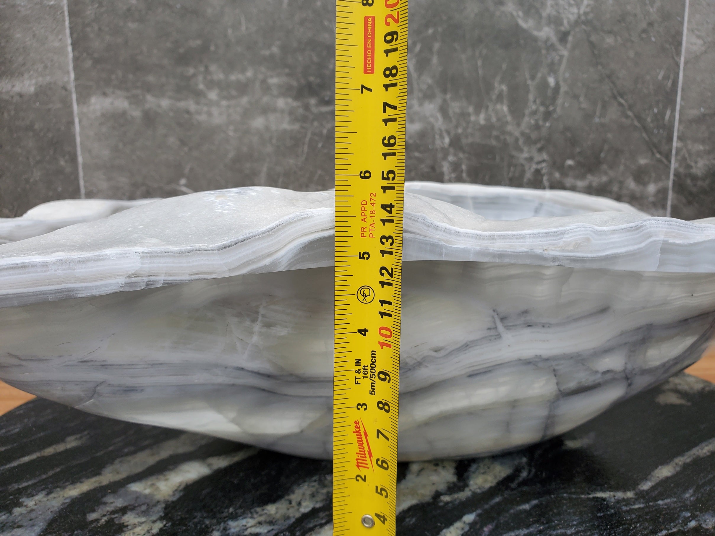 S30_12 Onyx Stone Vessel Bathroom Sink - 18.2 x 13.7 inch