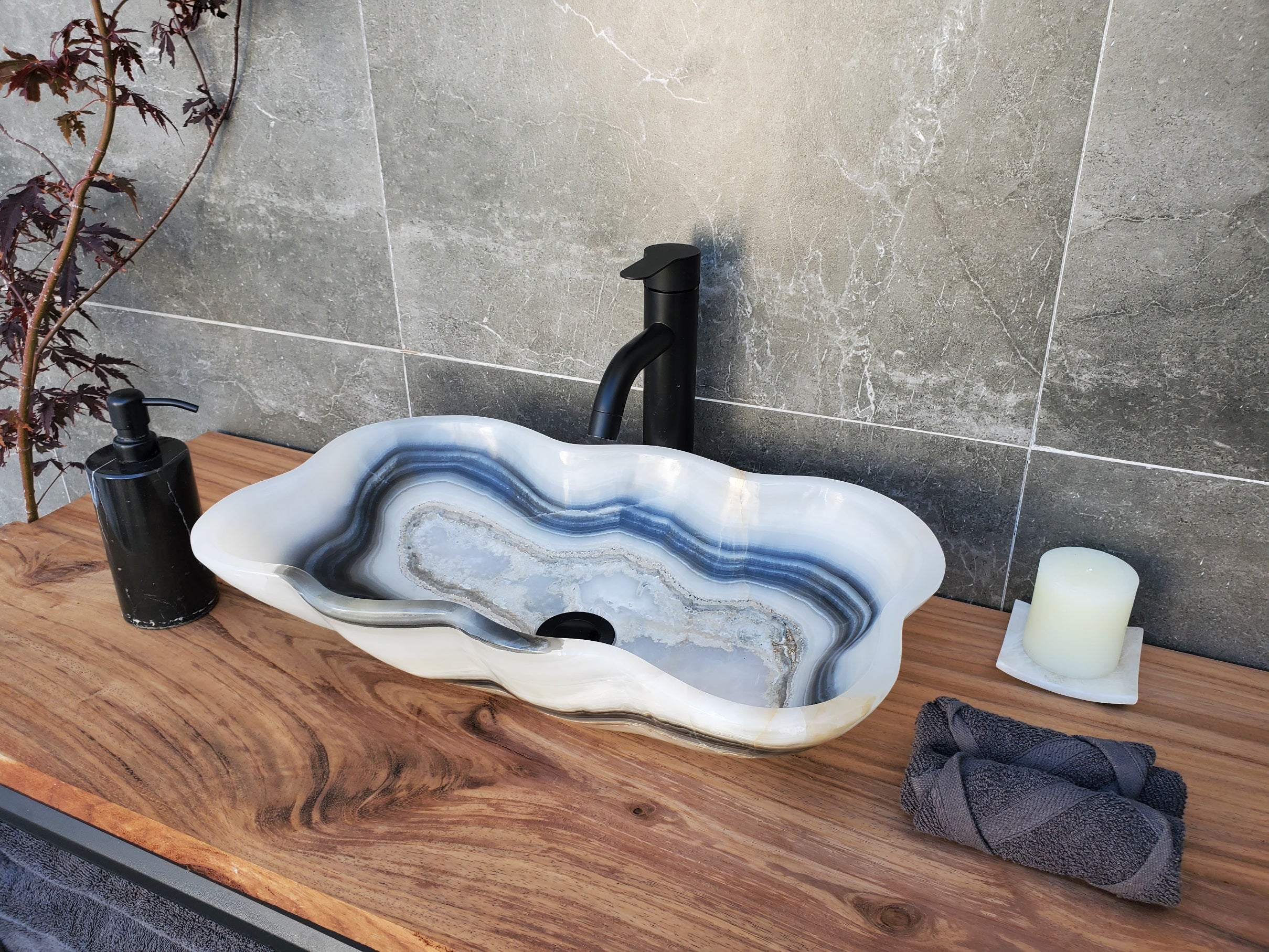 S29_08 SOLD Onyx Stone Bathroom Vessel Sink