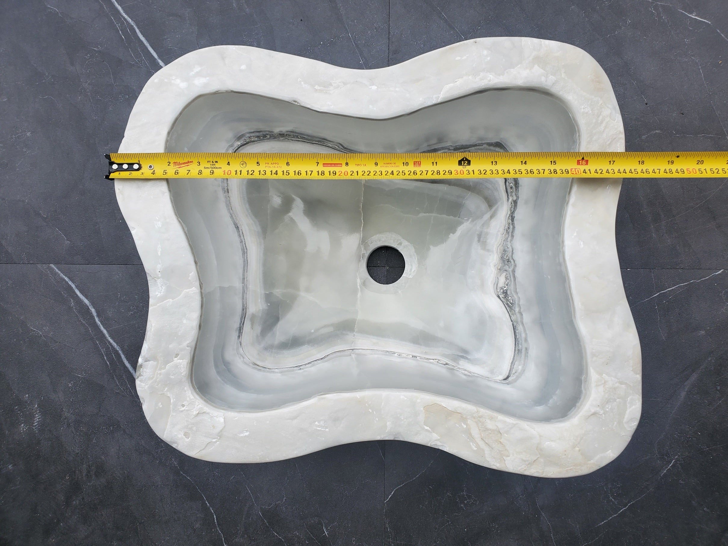 S30_08 Onyx Stone Vessel Bathroom Sink - 17.5 x 14.5 inch