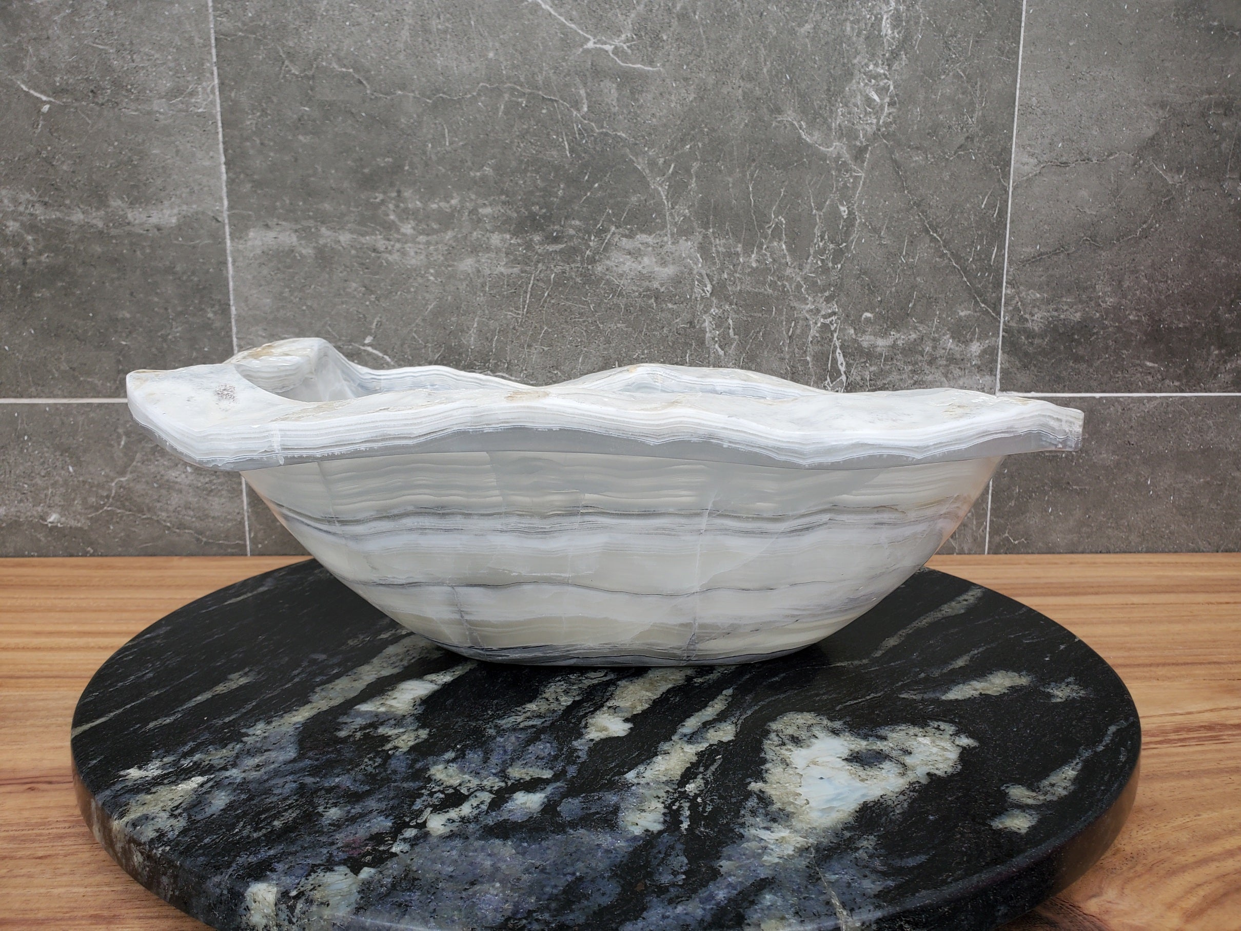 S30_06 Onyx Stone Vessel Bathroom Sink - 17 x 13.5 inch