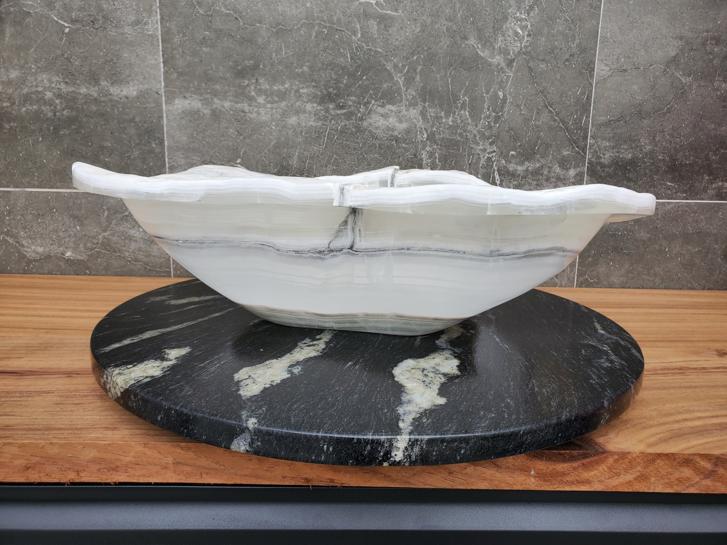 S30_07 Onyx Stone Vessel Bathroom Sink - 18 x 14 inch