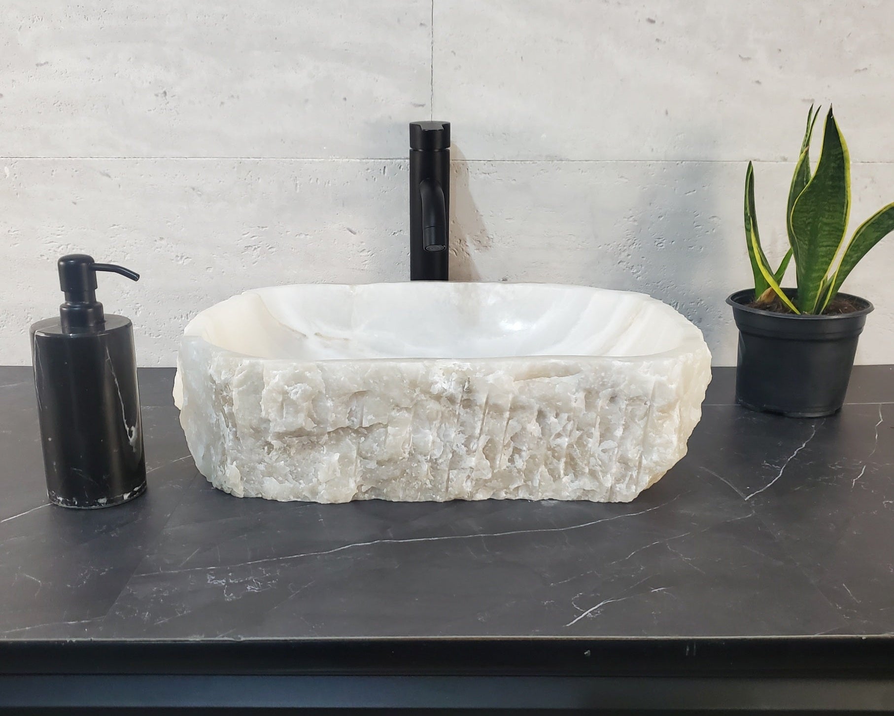 S27_17 Onyx Stone Bathroom Vessel Sink