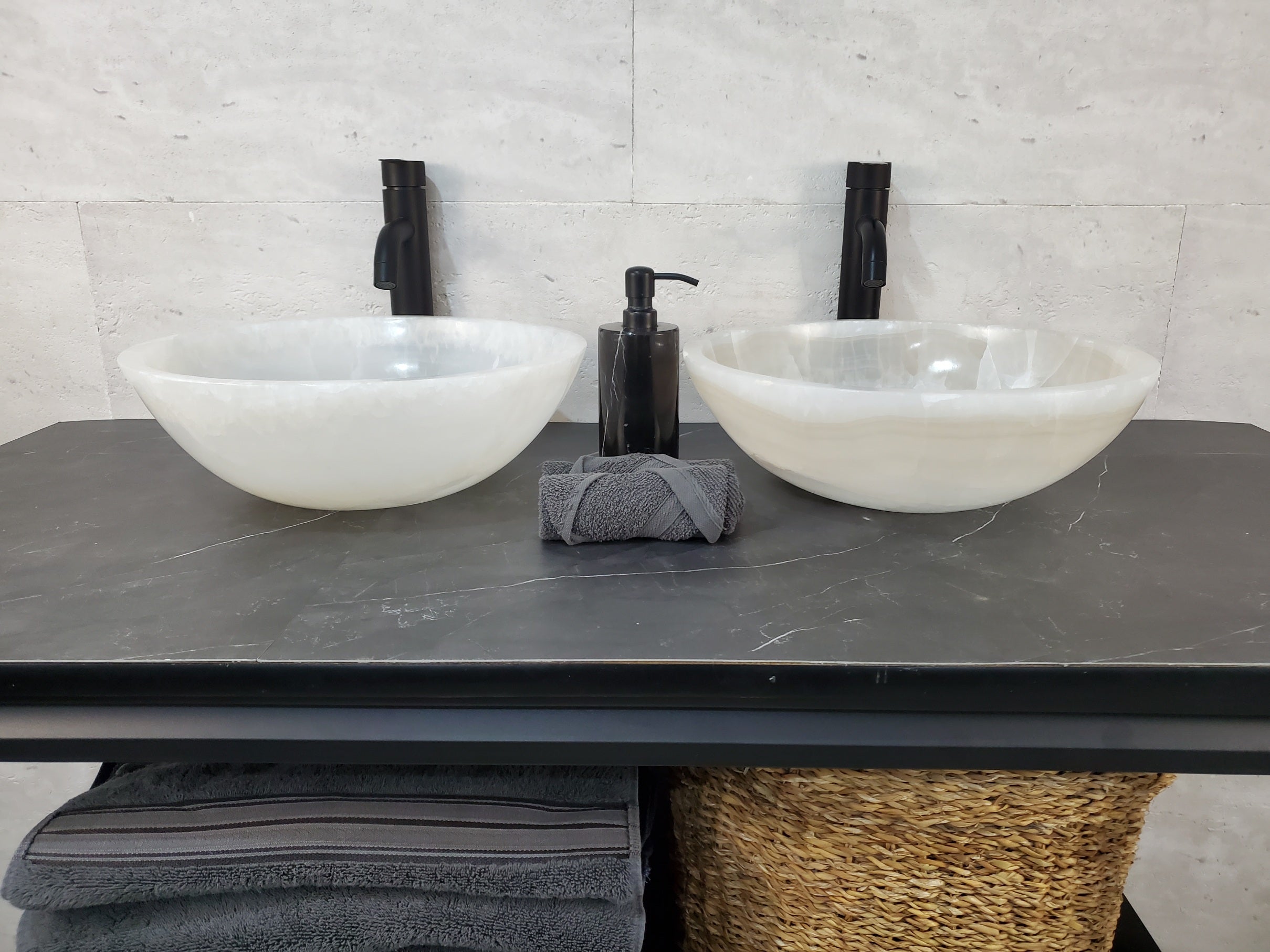 SET1031 Onyx Stone Vessel Bathroom Sink (Set of Two)