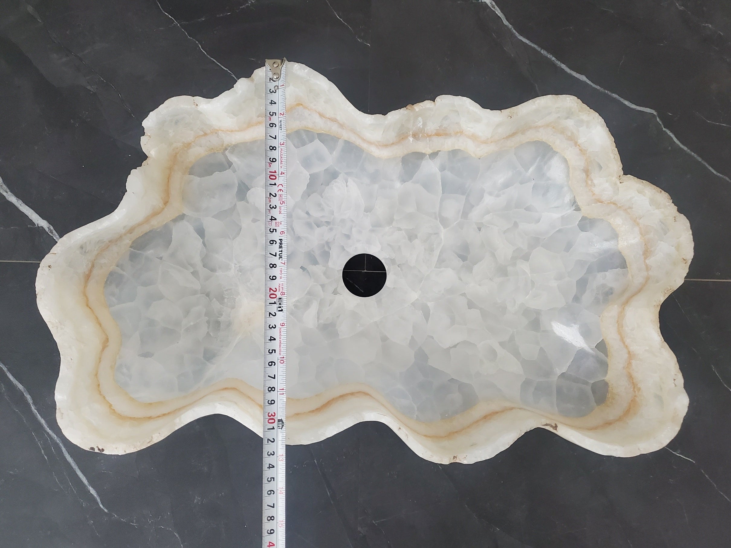 S27_02 White Onyx Stone Bathroom Vessel Sink - 20 x 12.5 inch