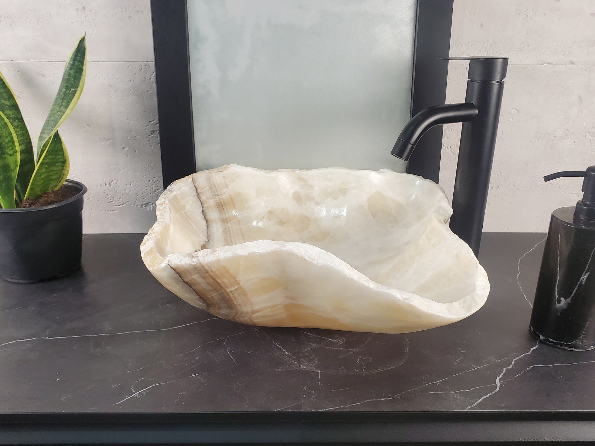 S27_05 Onyx Stone Bathroom Vessel Sink
