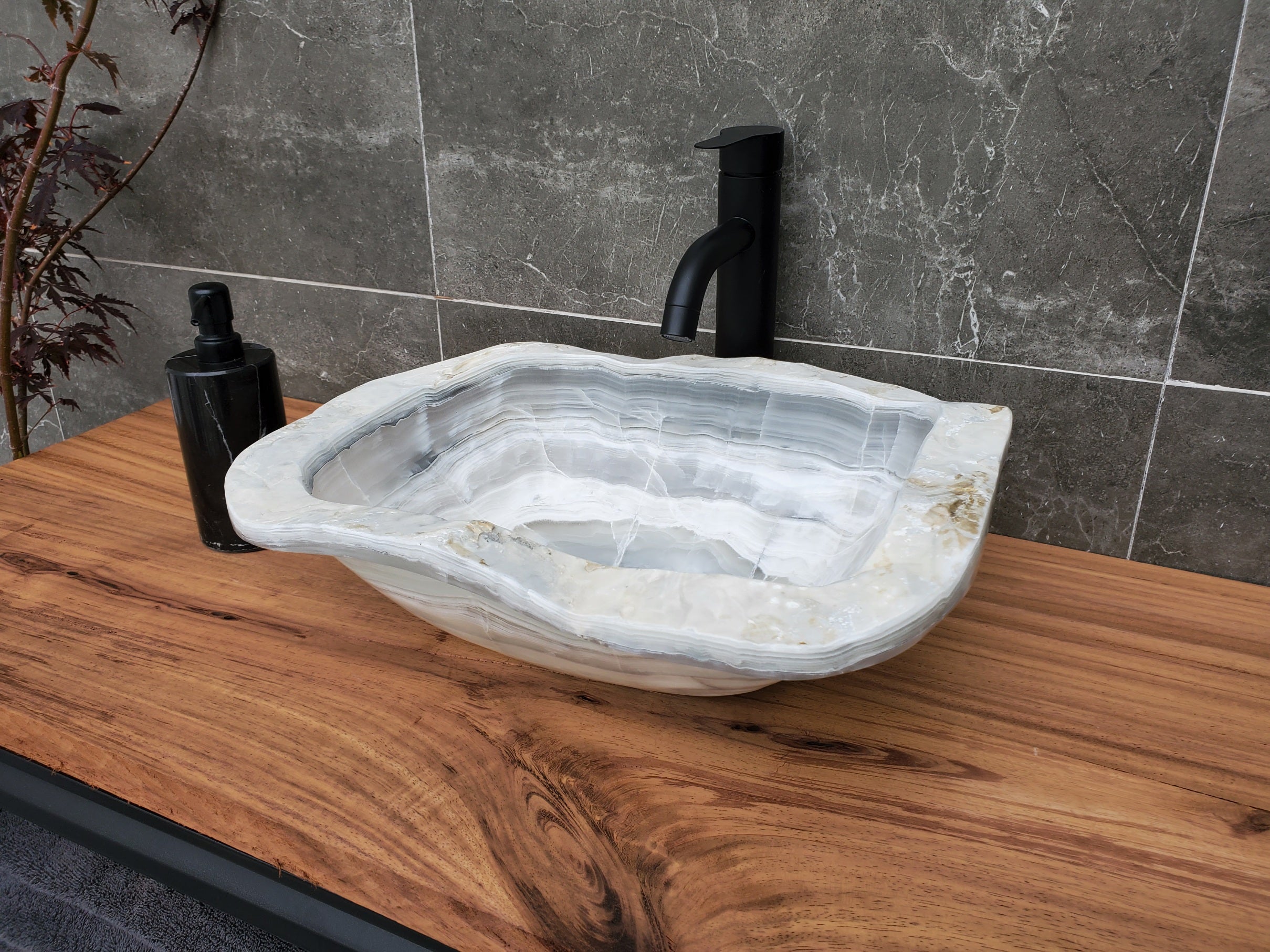 SET1054 Onyx Stone Master Bath Set of 2 (Two) Vessel Sinks