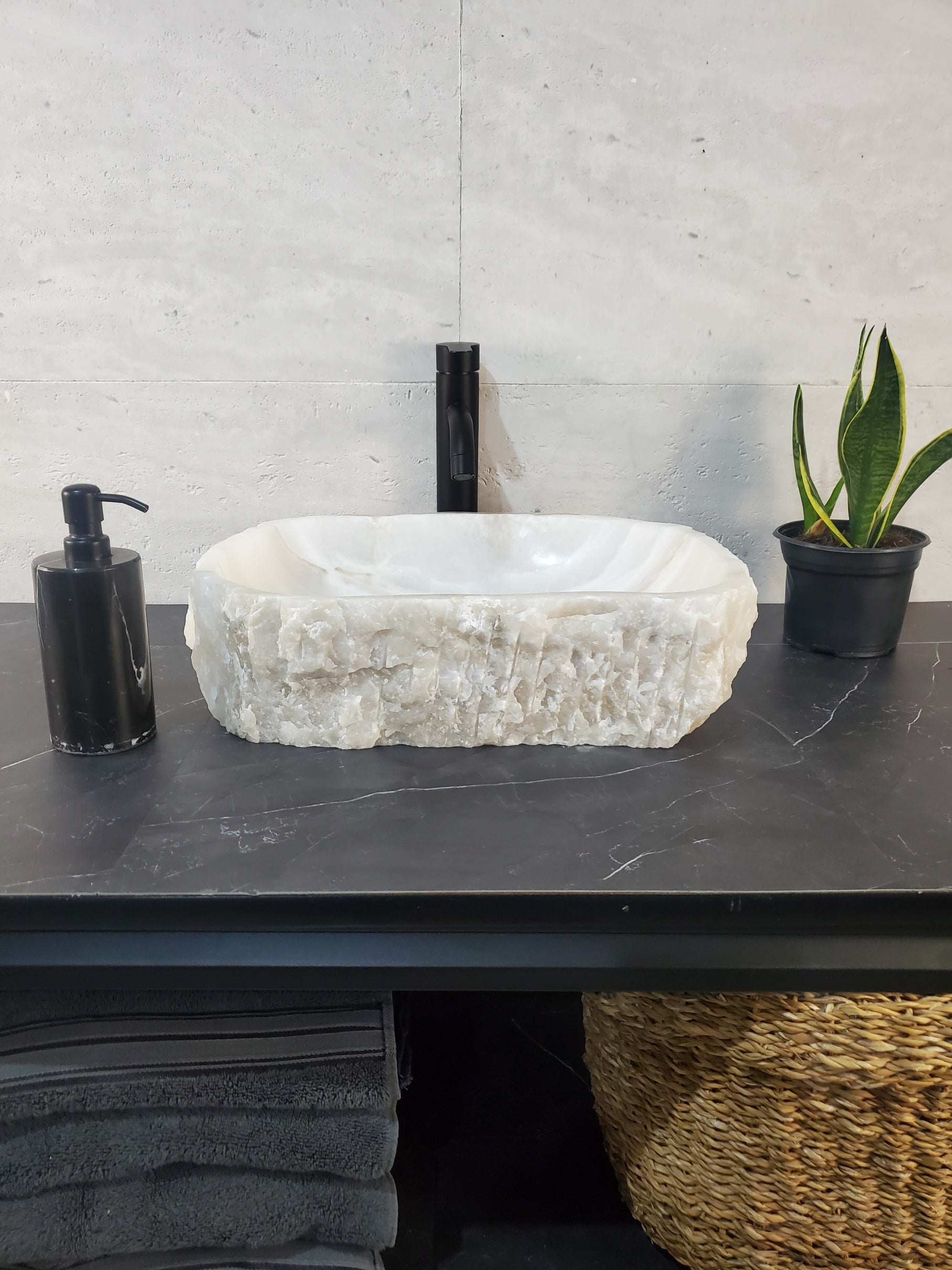 SET1035 Onyx Stone Master Bath Set of 2 (Two) Vessel Sinks