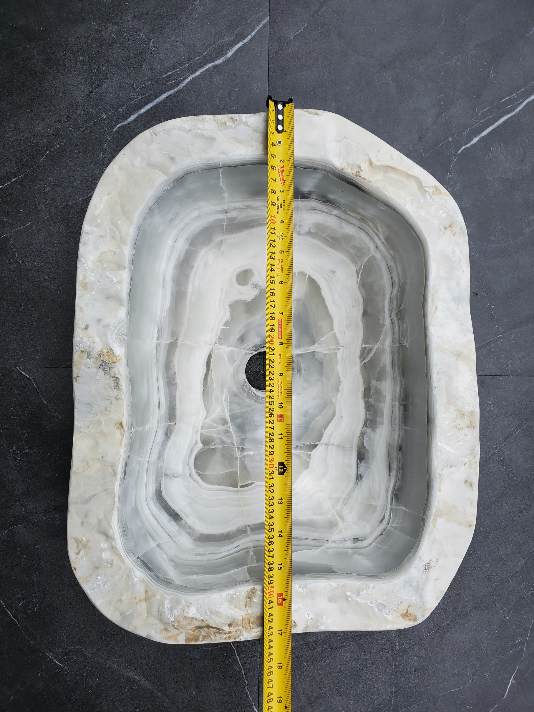 S30_06 Onyx Stone Vessel Bathroom Sink - 17 x 13.5 inch