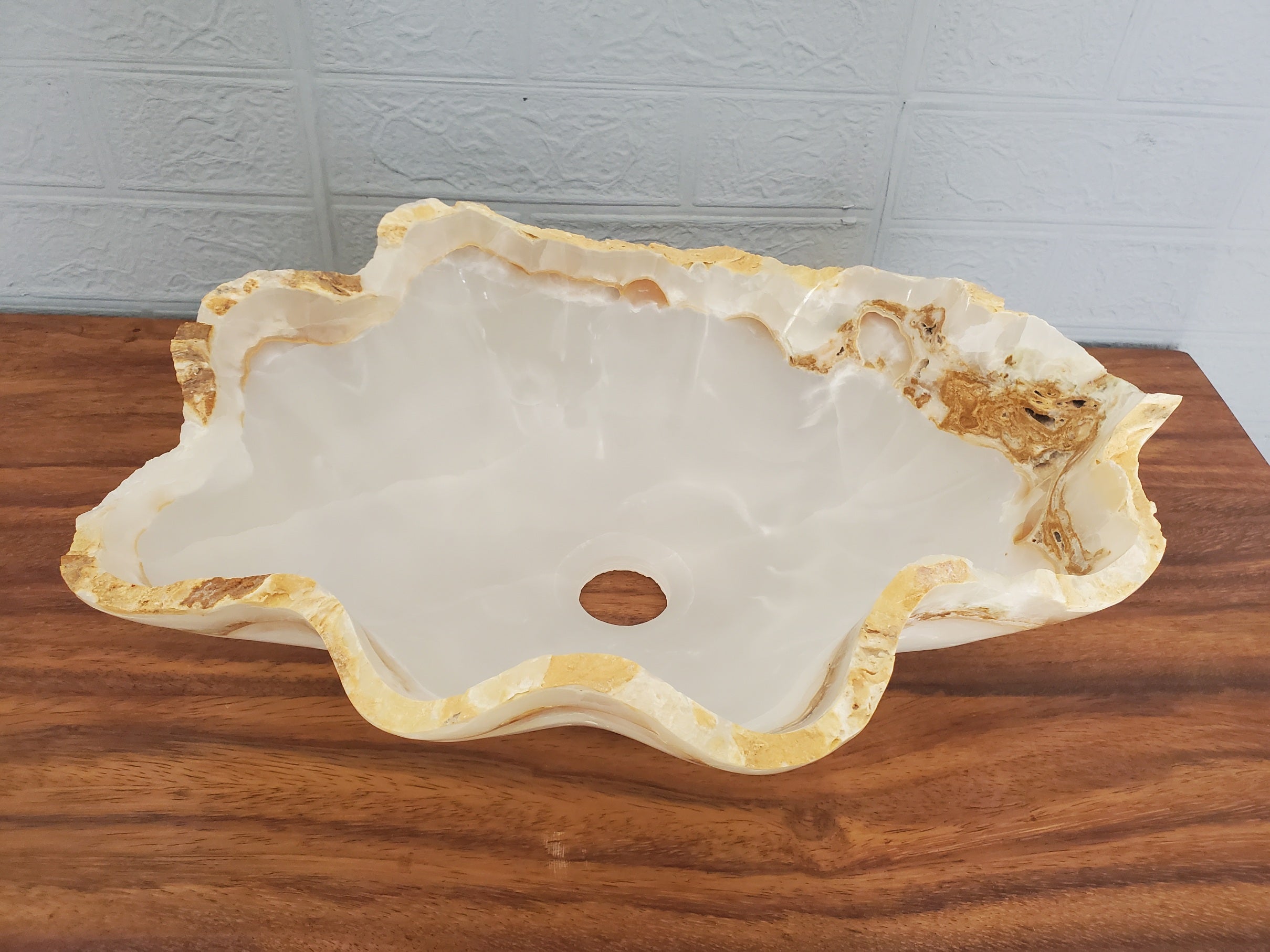 S21_17 Onyx Stone Bathroom Vessel Sink - 16.5 x 13.5 inch