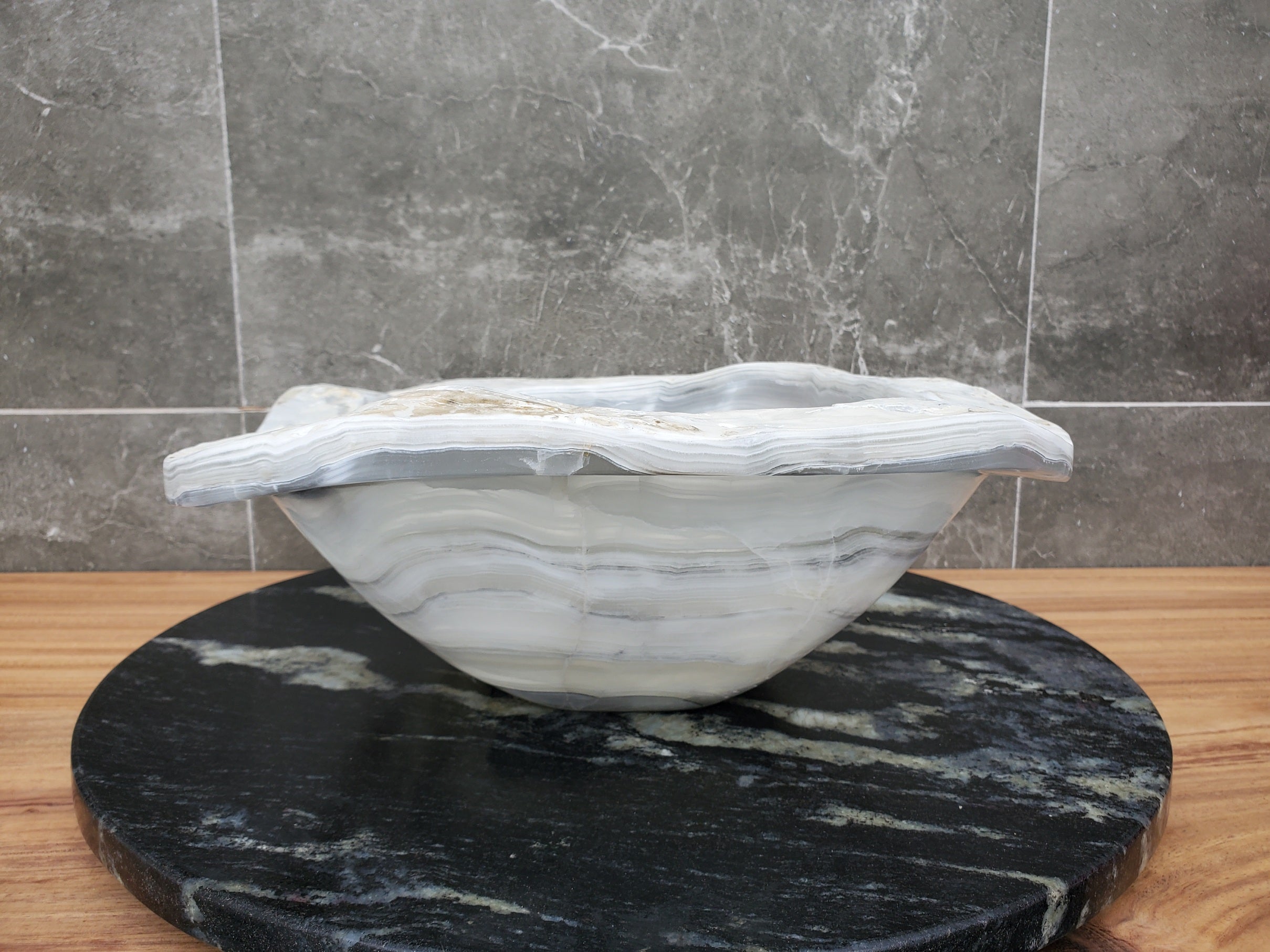 S30_06 Onyx Stone Vessel Bathroom Sink - 17 x 13.5 inch