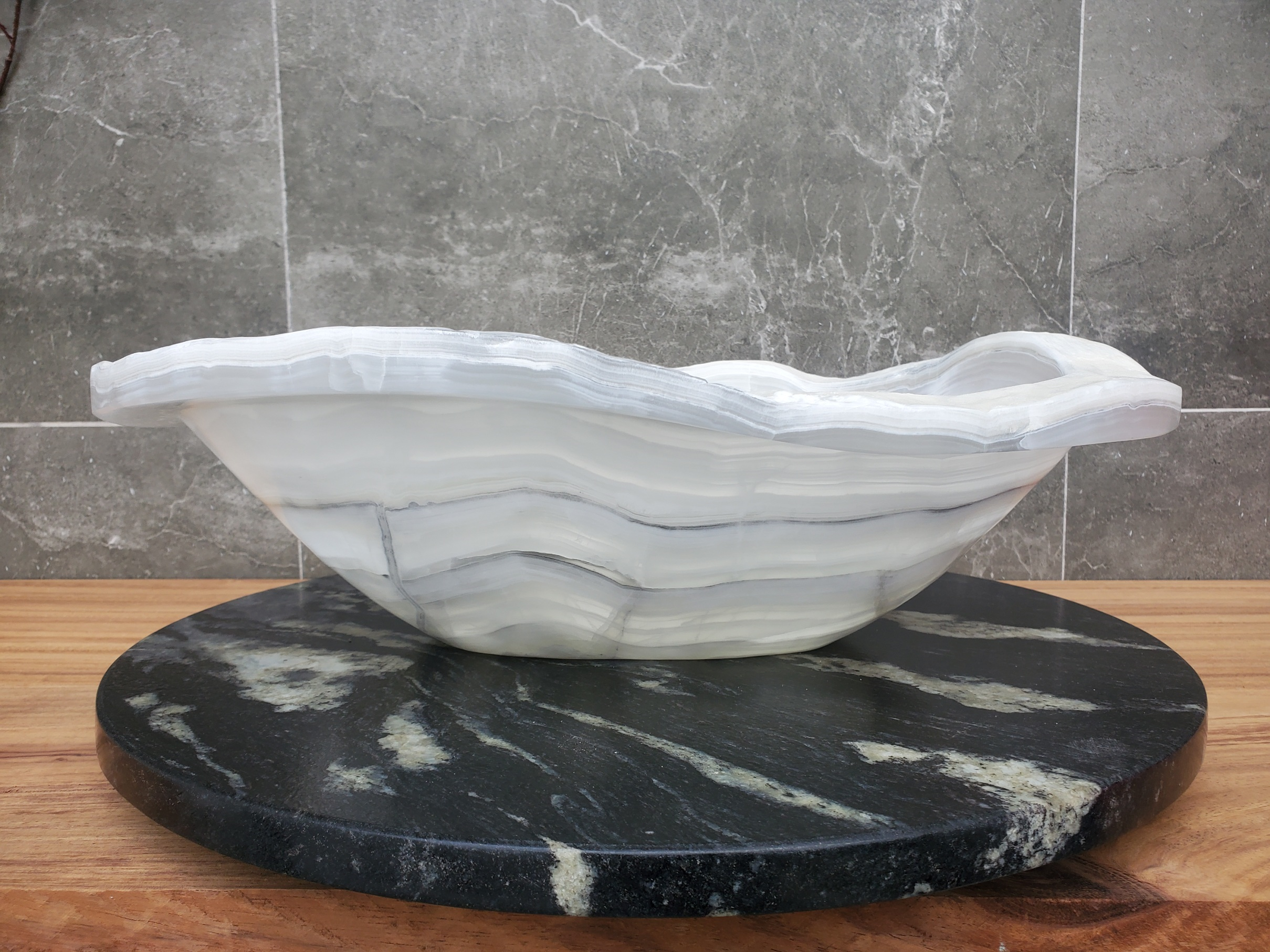 S30_05 Onyx Stone Vessel Bathroom Sink - 18 x 14.5 inch