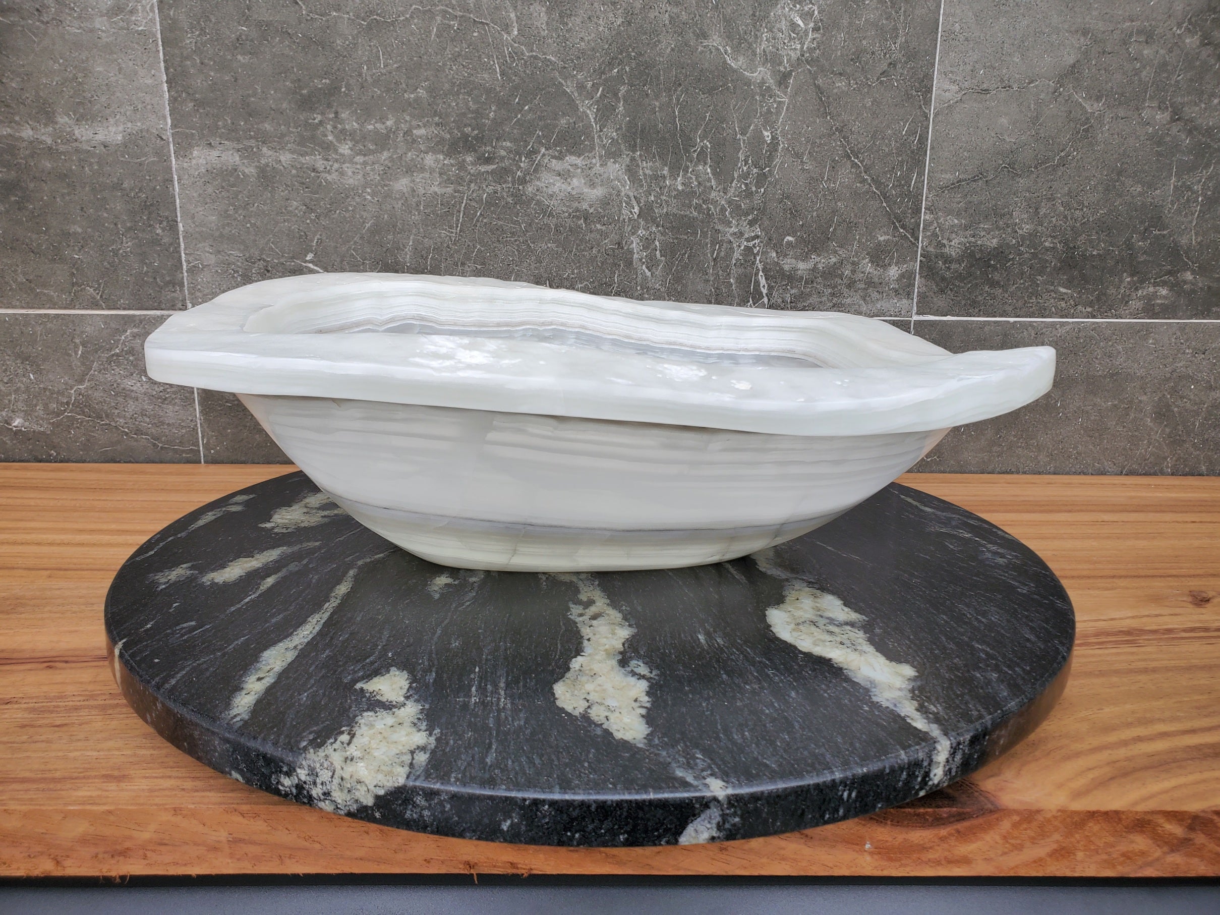 S30_10 Onyx Stone Vessel Bathroom Sink - 17 x 14 inch