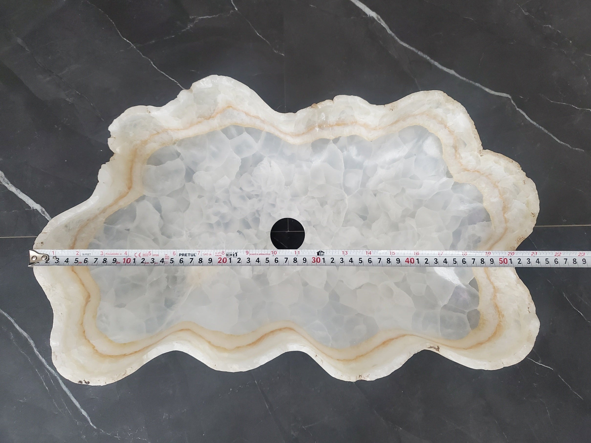 S27_02 White Onyx Stone Bathroom Vessel Sink - 20 x 12.5 inch