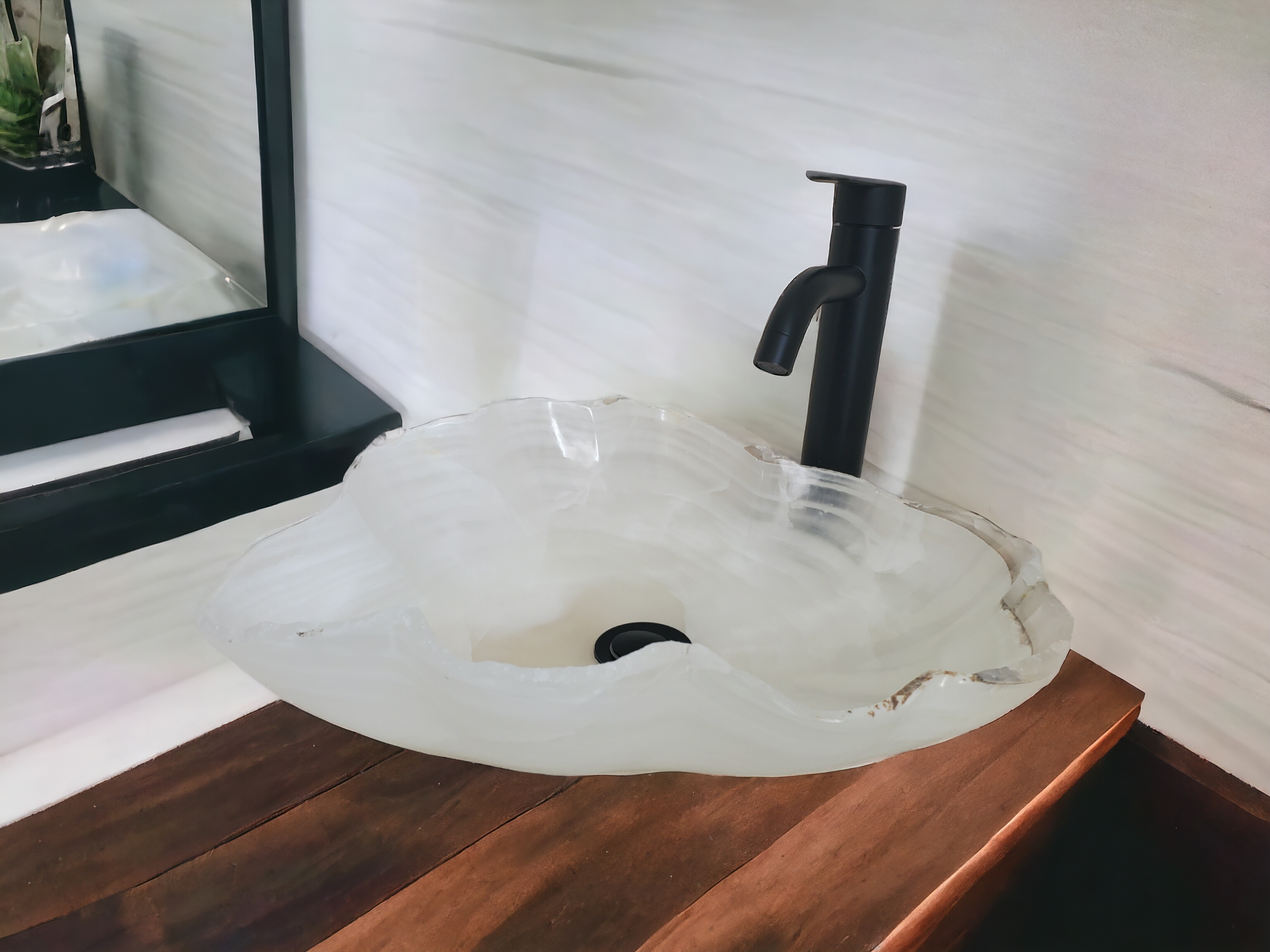 S21_18 Crystal Onyx Stone Bathroom Vessel Sink