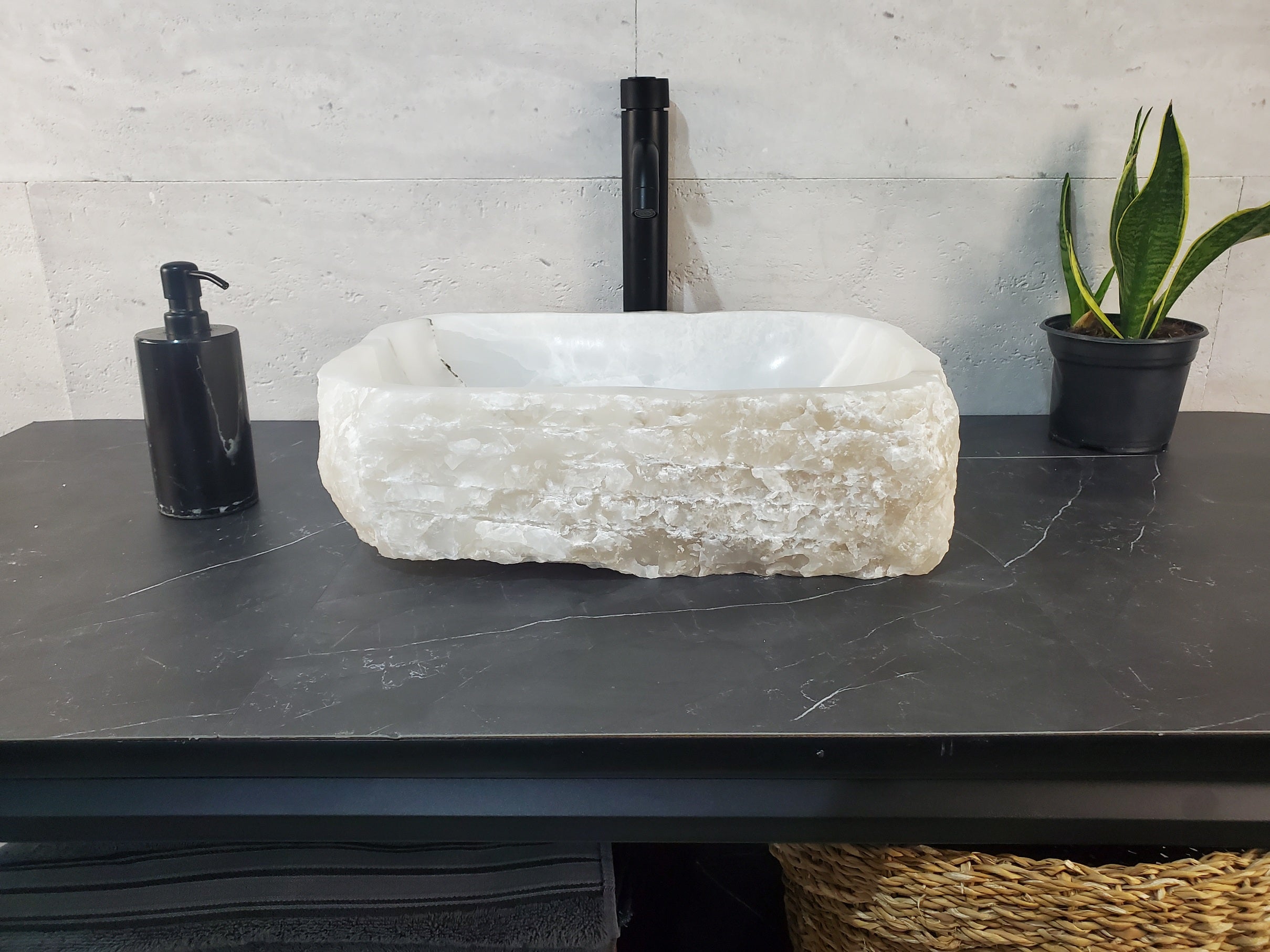 S27_18 Onyx Stone Bathroom Vessel Sink